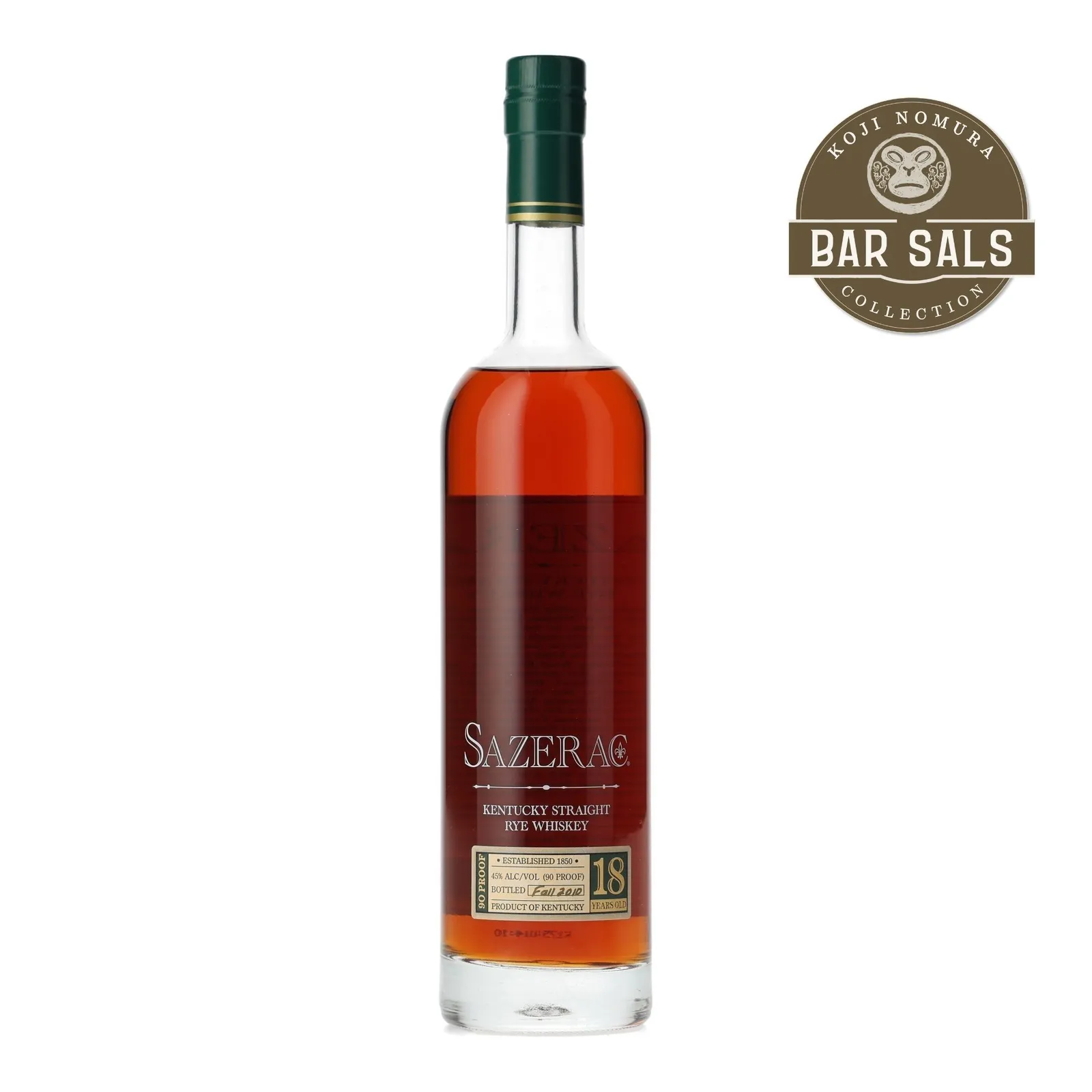 Sazerac Rye Sazerac 18 Year Old Rye Fall 2010, Oak Cask, 2010, 45% whisky bottle