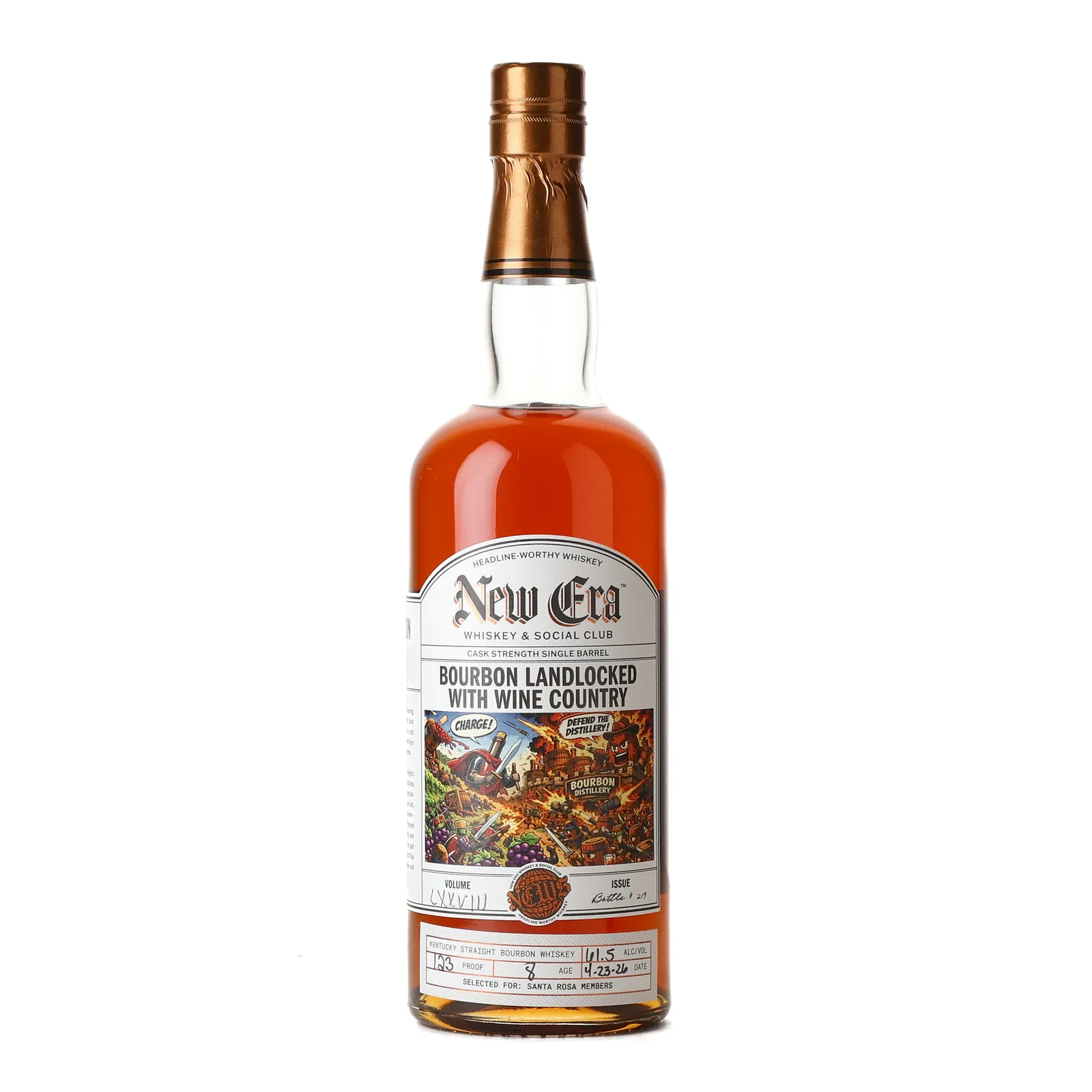 New Era Bourbon Landlocked with Wine Country Santa Rosa Members Private Barrel Selection 8 Year Old, Volume LXXVIII, New Era Whiskey & Social Club, 61.5% whisky bottle