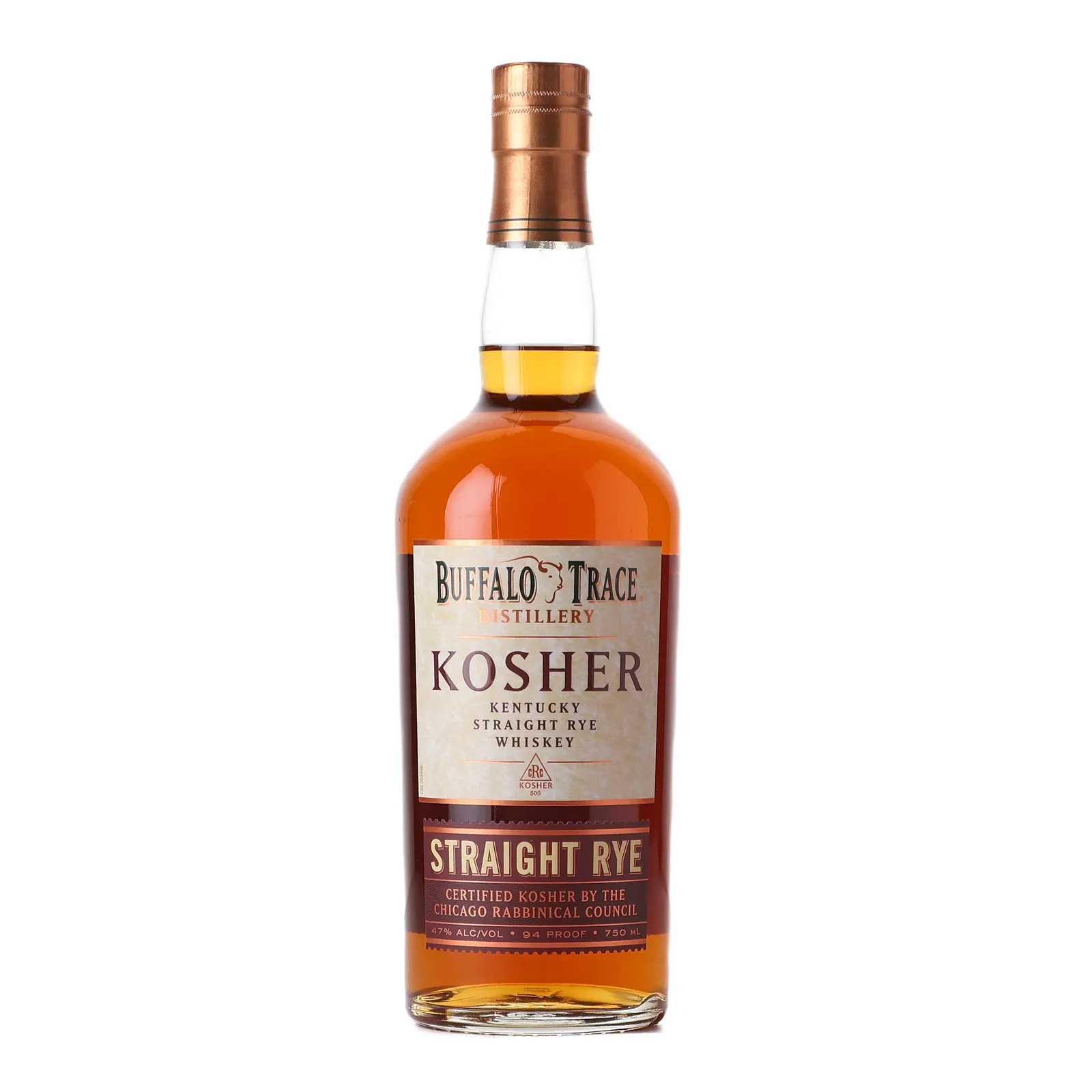Buffalo Trace Kosher Straight Rye 7 Year Old, 47% whisky bottle