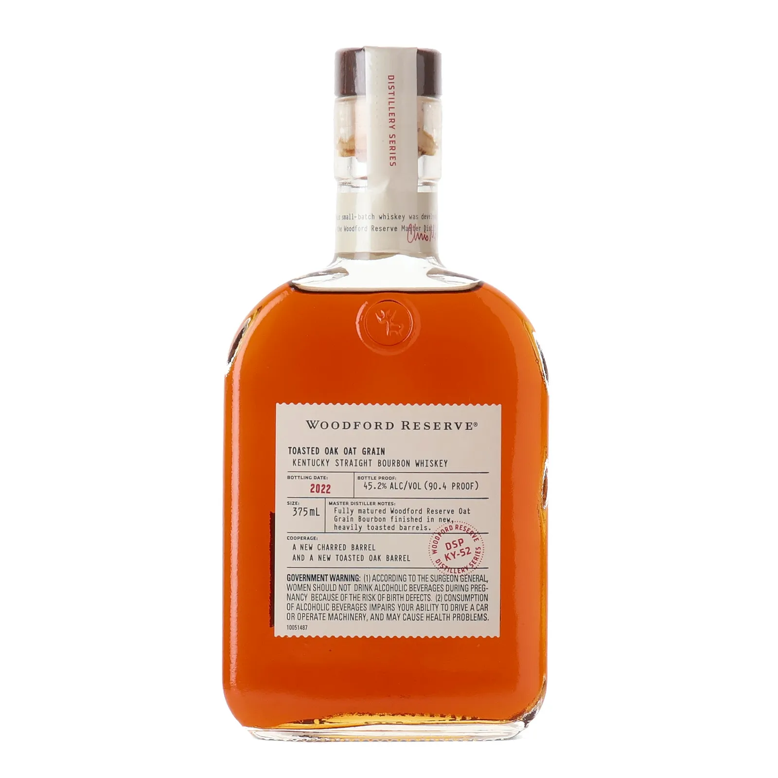 Woodford Reserve Distillery Series Toasted Oak Oat Grain Bourbon, New Charred Oak & Toasted Oak Cask, 2022, 45.2% whisky bottle