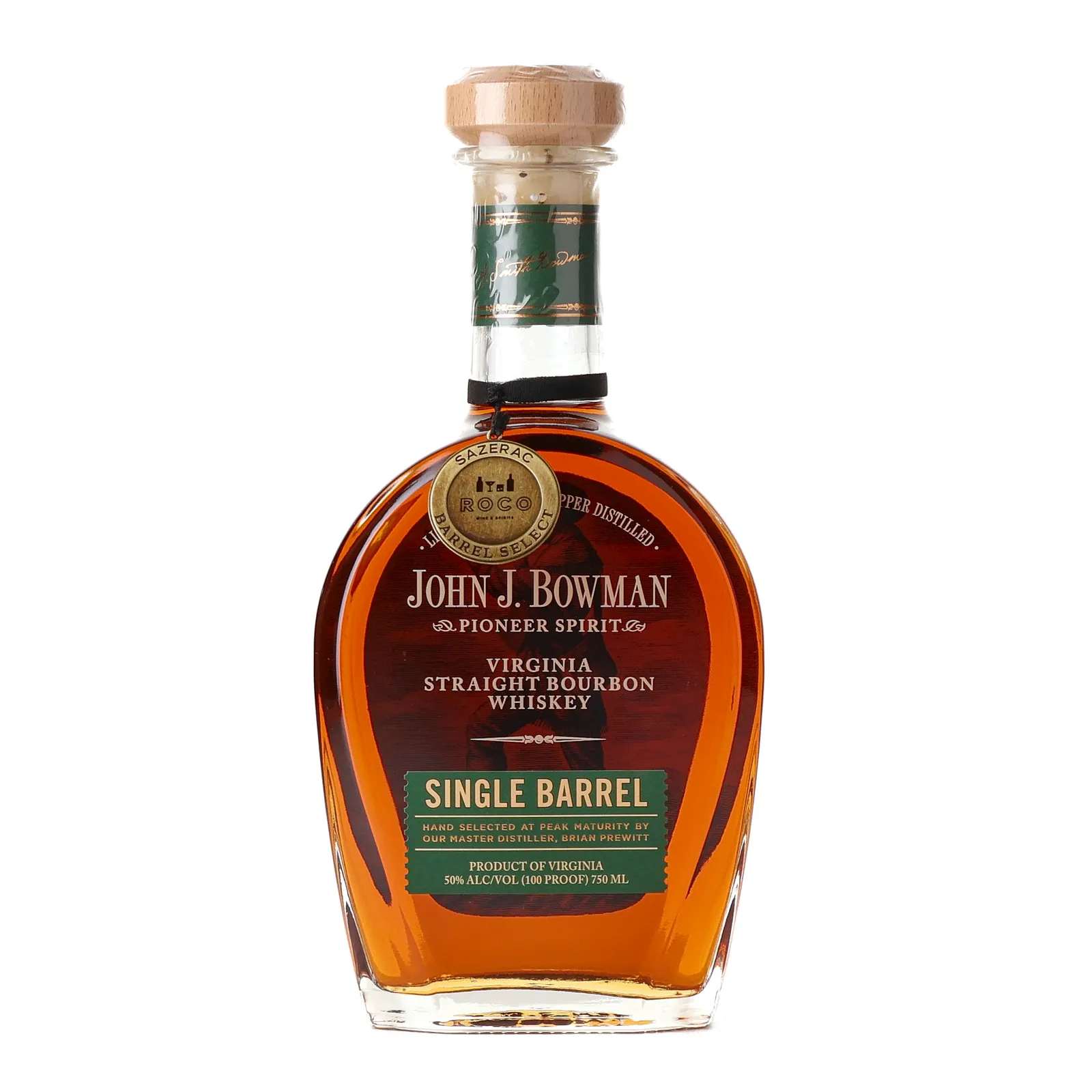 John J. Bowman Single Barrel 'Roco' Private Barrel Selection, Bourbon Cask, 2025, 50% whisky bottle