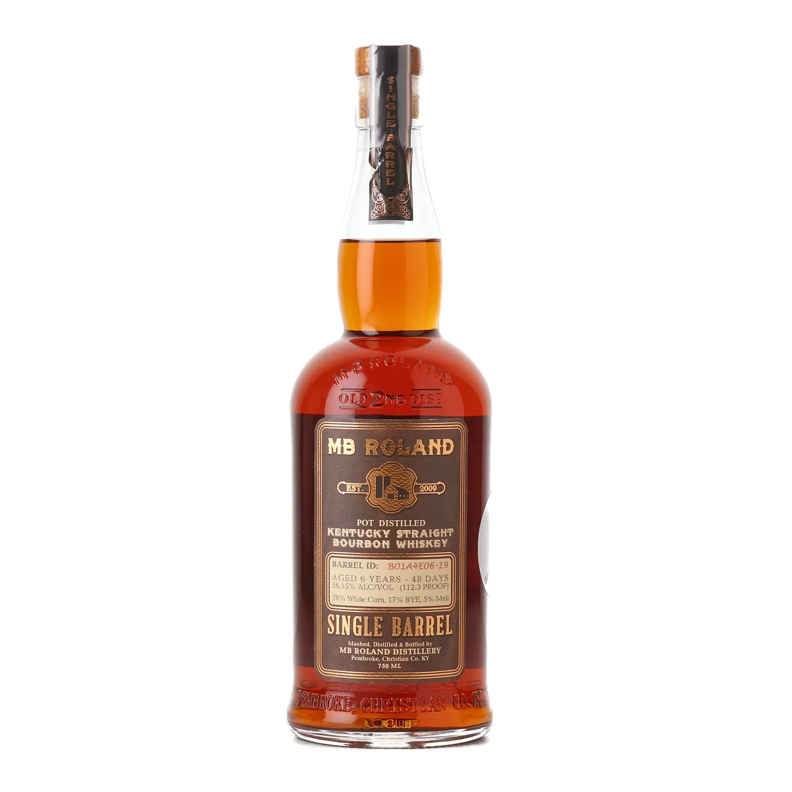 MB Roland 6 Year Old, New Charred Oak Cask, Cask #B014E06-19, 56.1% whisky bottle