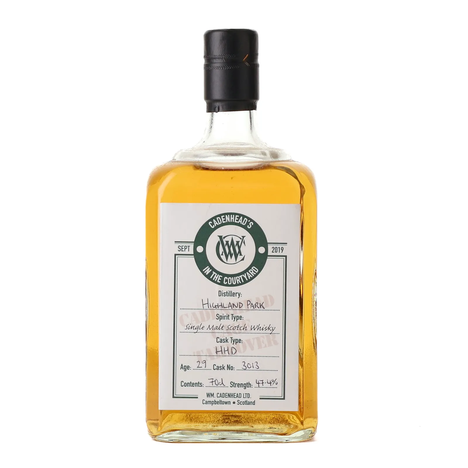 Highland Park Cadenhead's In The Courtyard 29 Year Old, Hogshead Cask, Cask #3013, 1990, Cadenhead's, 47.4% whisky bottle