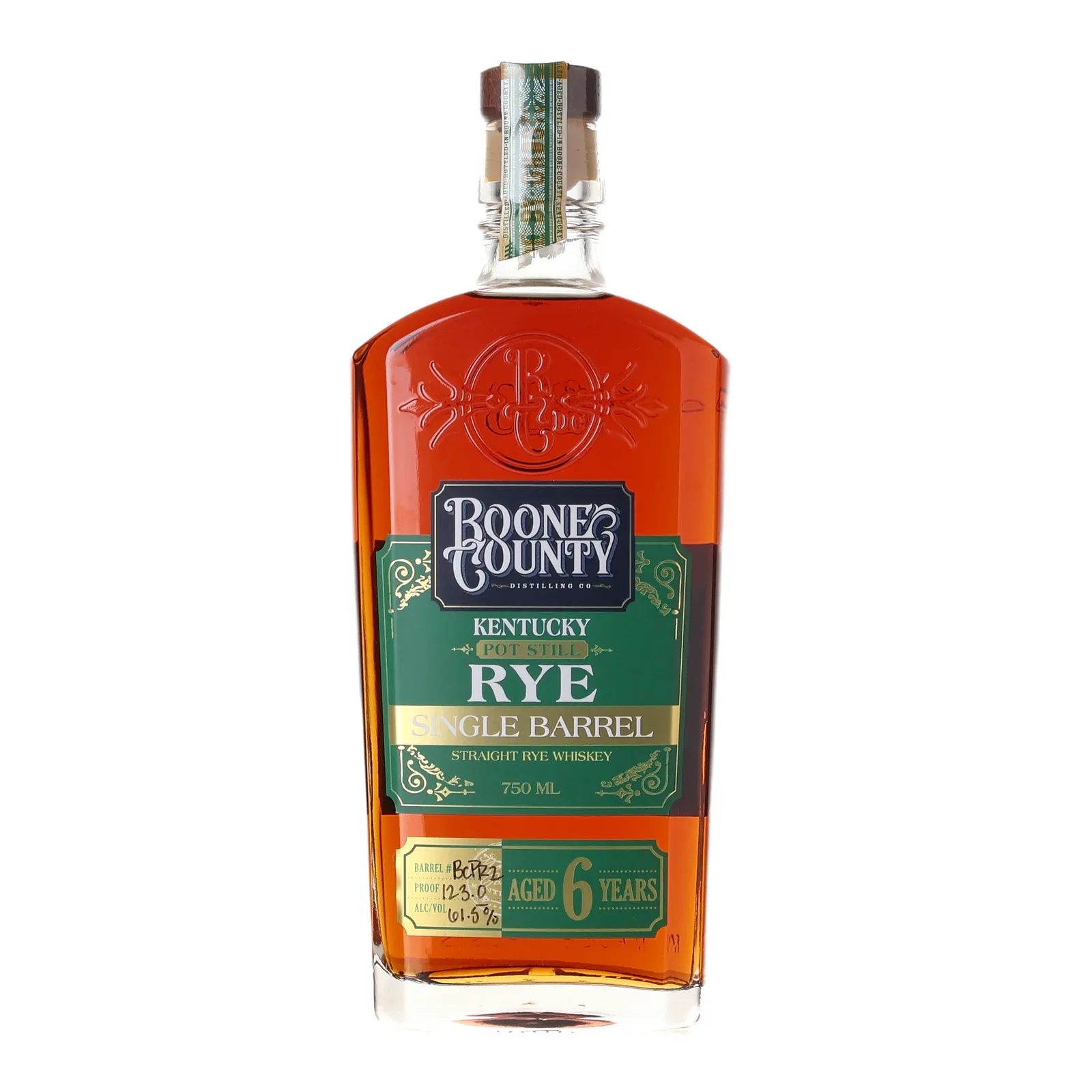 Boone County Pot Still Single Barrel Rye 6 Year Old, Cask #BCPR2, 61.5% whisky bottle