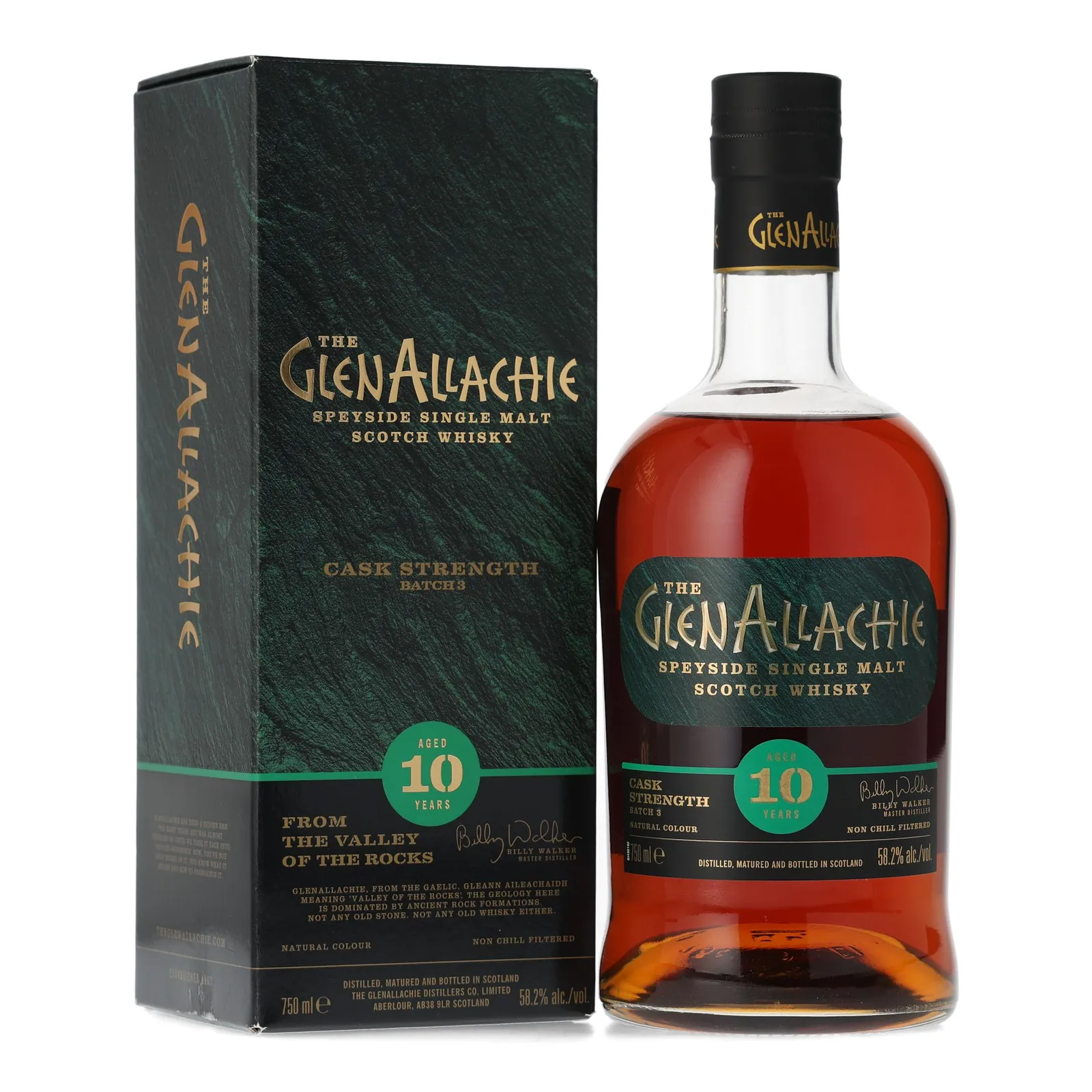 GlenAllachie Cask Strength 10 Year Old, Bourbon, Sherry & Virgin Oak Cask, Batch No. 3, 2019, 58.2% whisky bottle