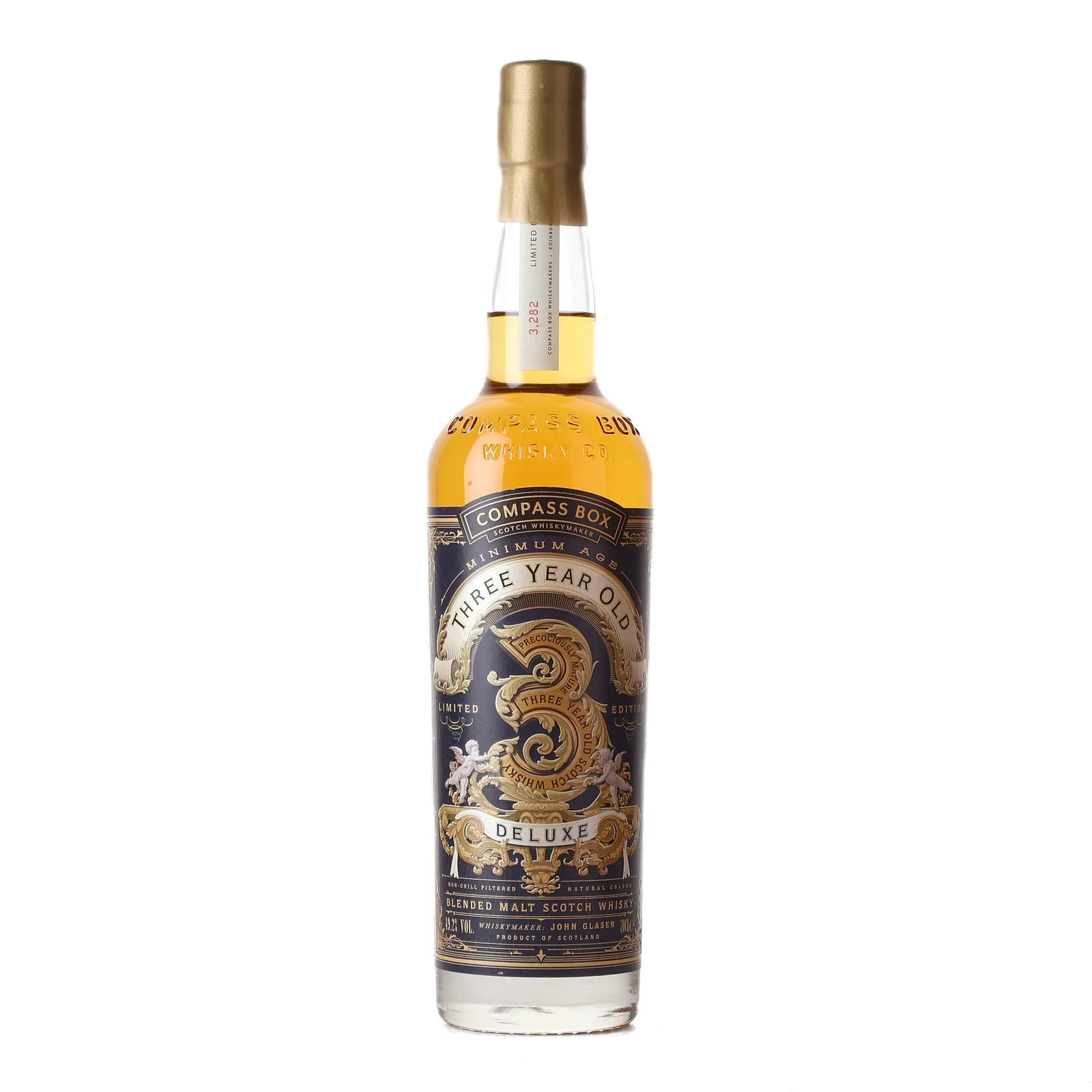 Compass Box 3 Year Old Deluxe 3 Year Old, Bourbon & Sherry Cask, 2016, 49.2% whisky bottle