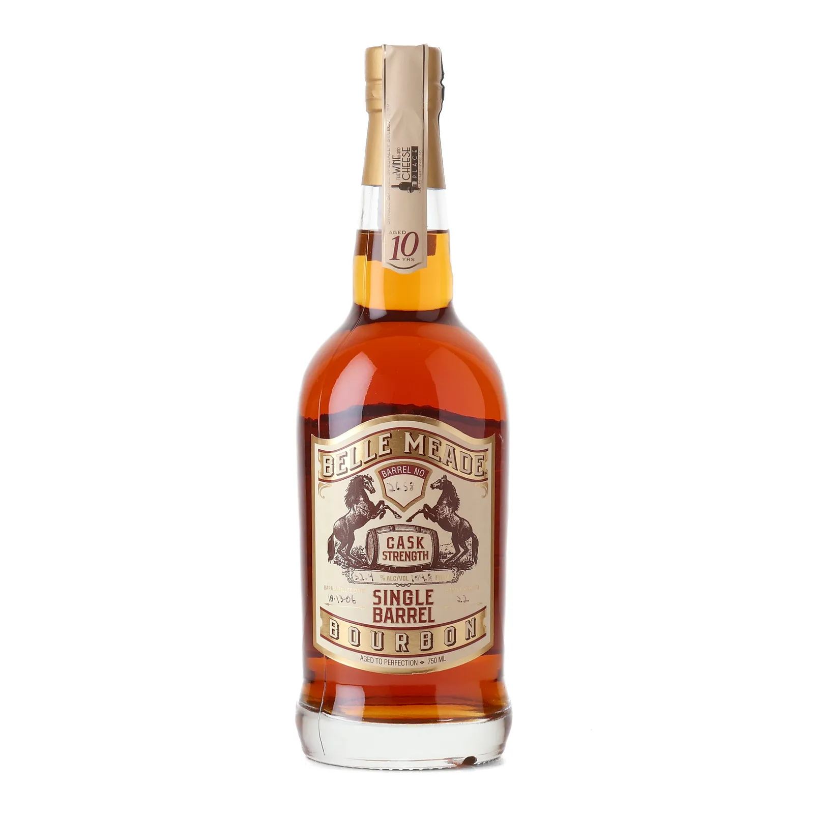 Belle Meade 10 Year Old, New Charred Oak Cask, Cask #2658, Wine & Cheese Place Private Barrel Selection, 52.4% whisky bottle
