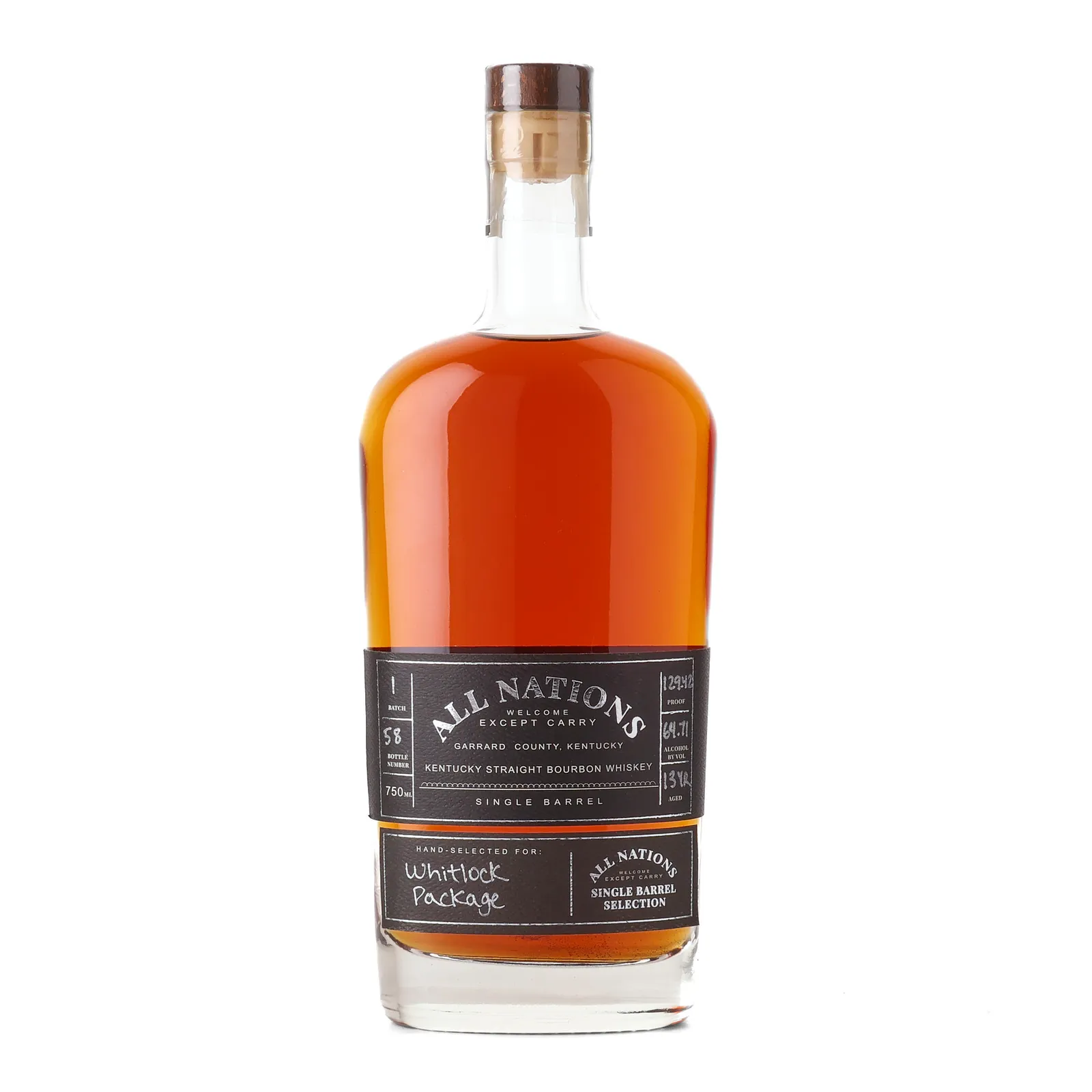 All Nations Single Barrel 'Whitlock Package' 13 Year Old, Bourbon Cask, Batch No. 1, Southern Soul Spirits, 64.71% whisky bottle
