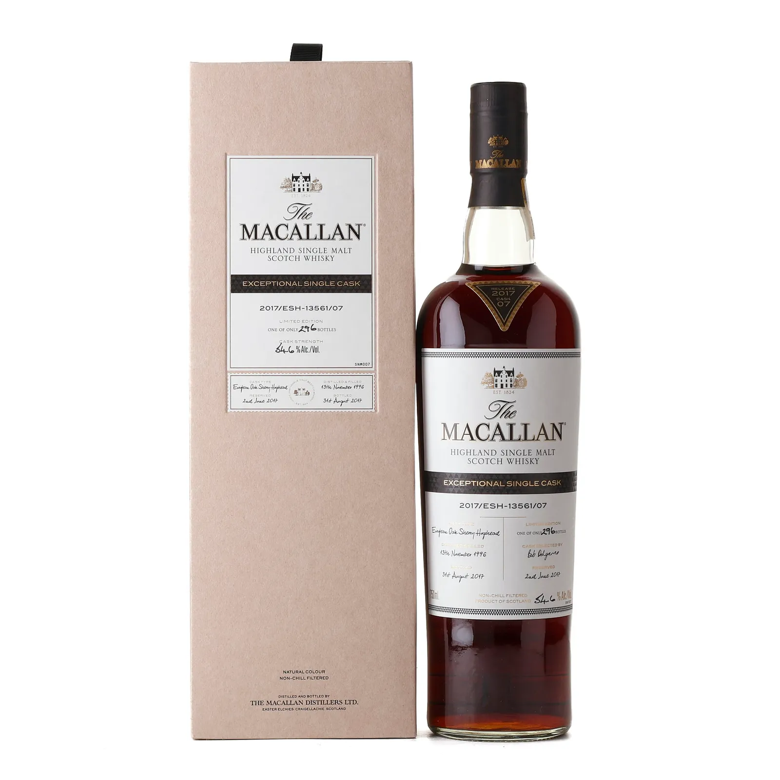 Macallan Exceptional Single Cask #20 Year Old, European Oak Sherry Cask, Cask #07, 2017, 54.6% whisky bottle