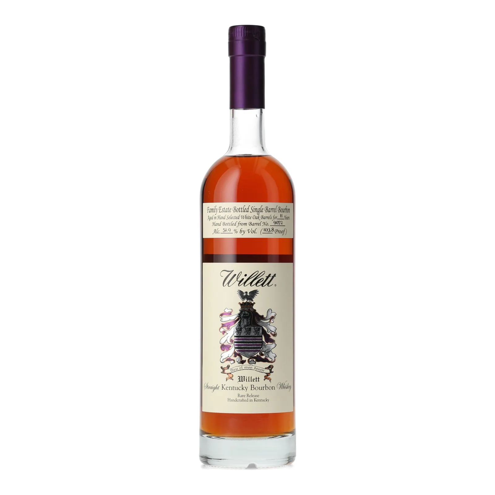 Willett Family Estate Single Barrel Bourbon Dallas Days 11 Year Old, White Oak Cask, Cask #9072, 51.9% whisky bottle