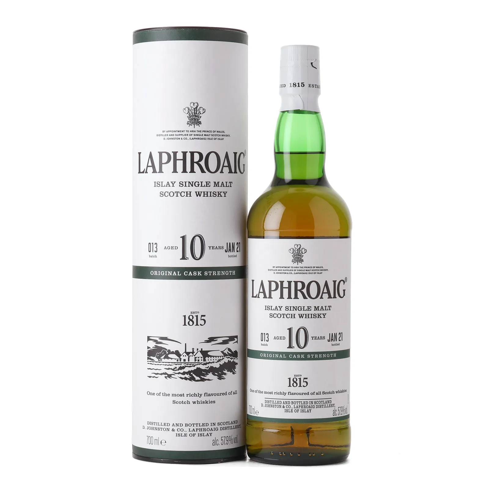 Laphroaig 10 Year Old Cask Strength, Batch No. 013, 2021, 57.9% whisky bottle