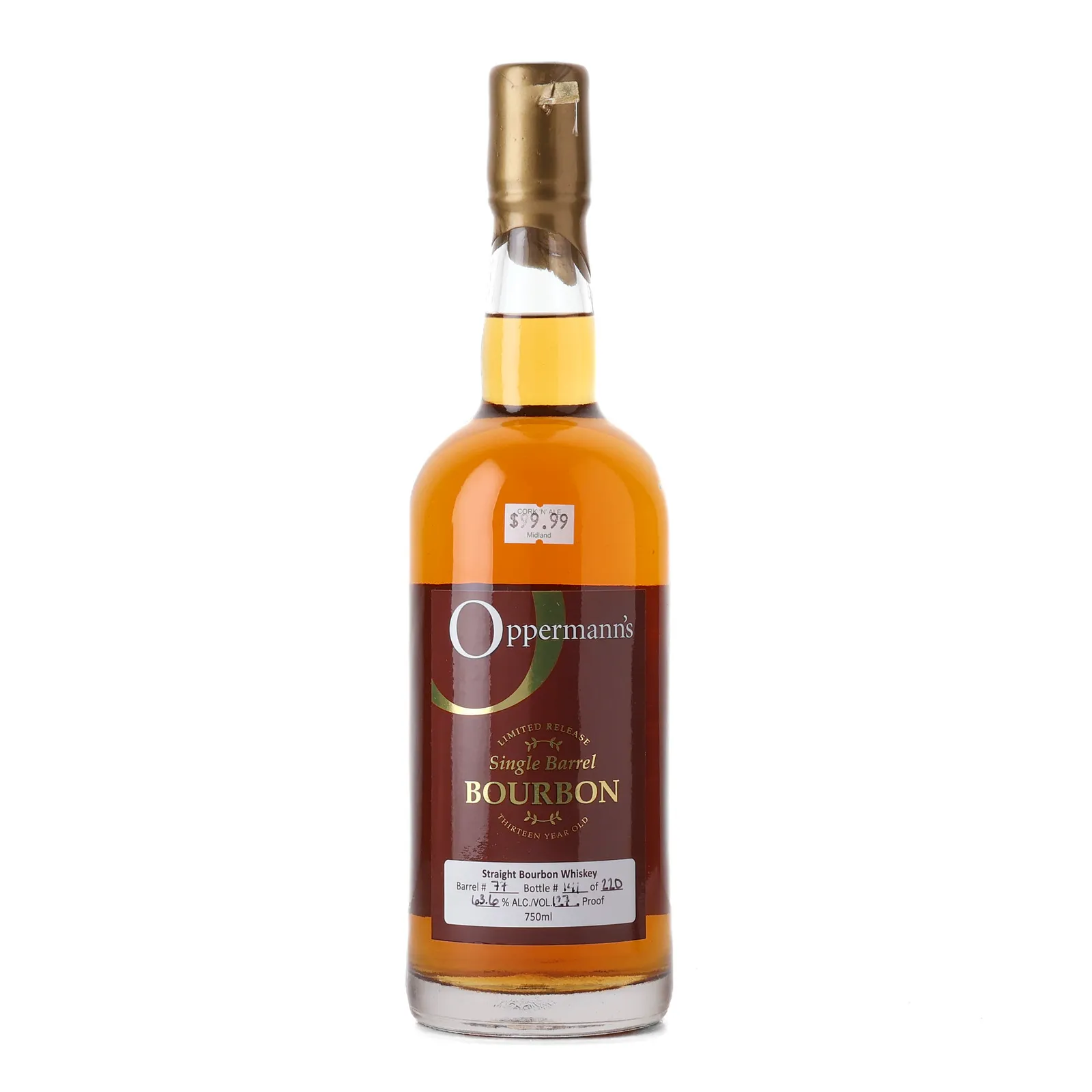 Oppermann's Single Barrel Bourbon 13 Year Old, Bourbon Cask, Cask #71, Ugly Dog Distillery, 63.6% whisky bottle