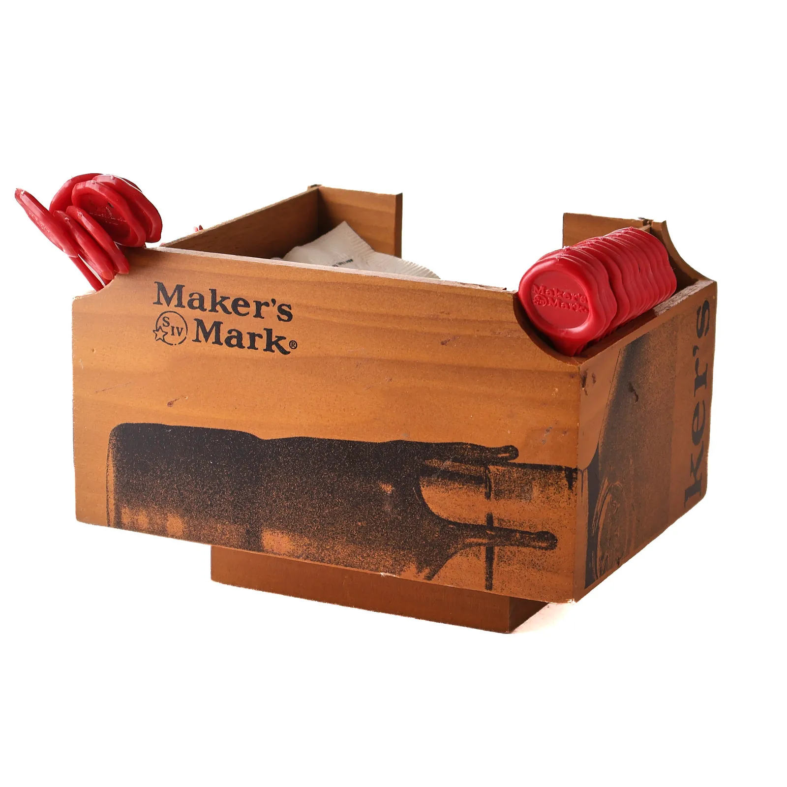 Maker's Mark Swizzle Stick, Napkin & Straw Caddy whisky bottle