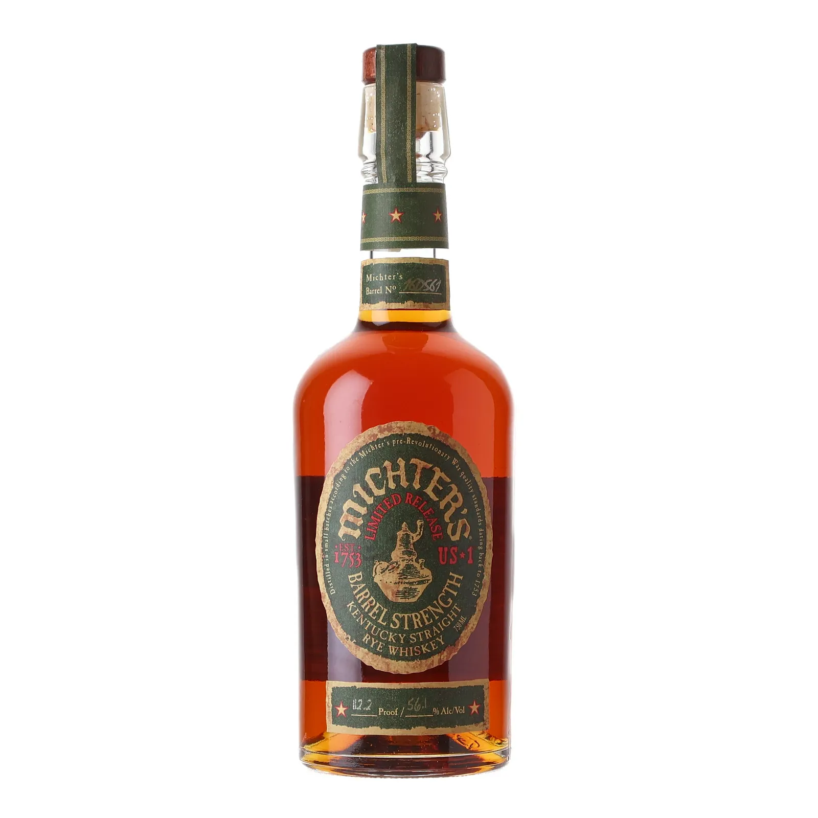 Michter's US*1 Barrel Strength Kentucky Straight Rye, 2016, 56.3% whisky bottle