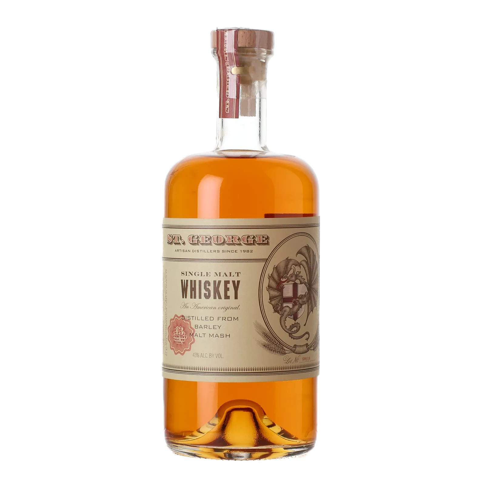 St. George Single Malt Whiskey, Lot No. SM018, 2018, 43% whisky bottle