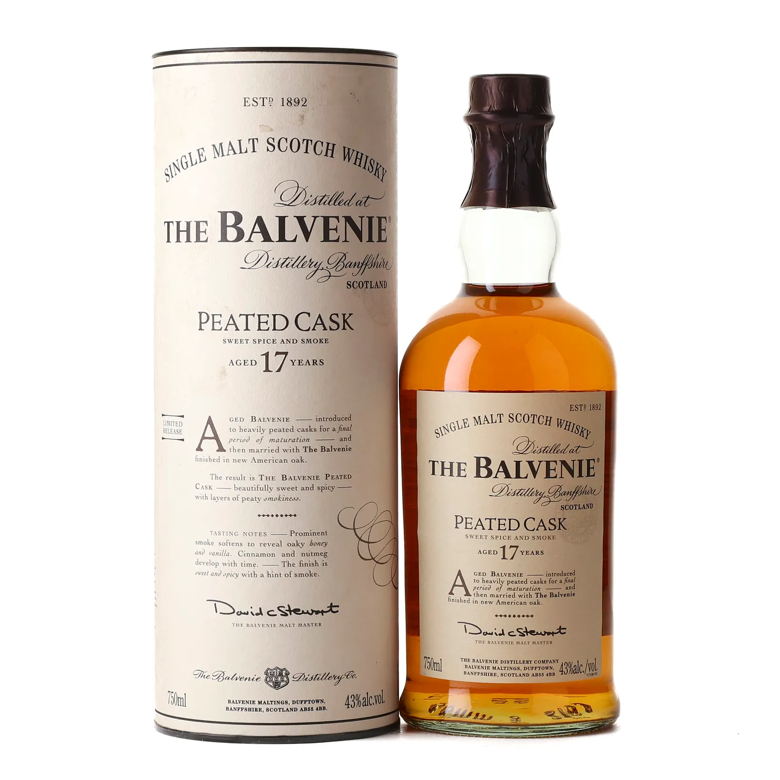 Balvenie Peated Cask #17 Year Old, 2010, 43% whisky bottle