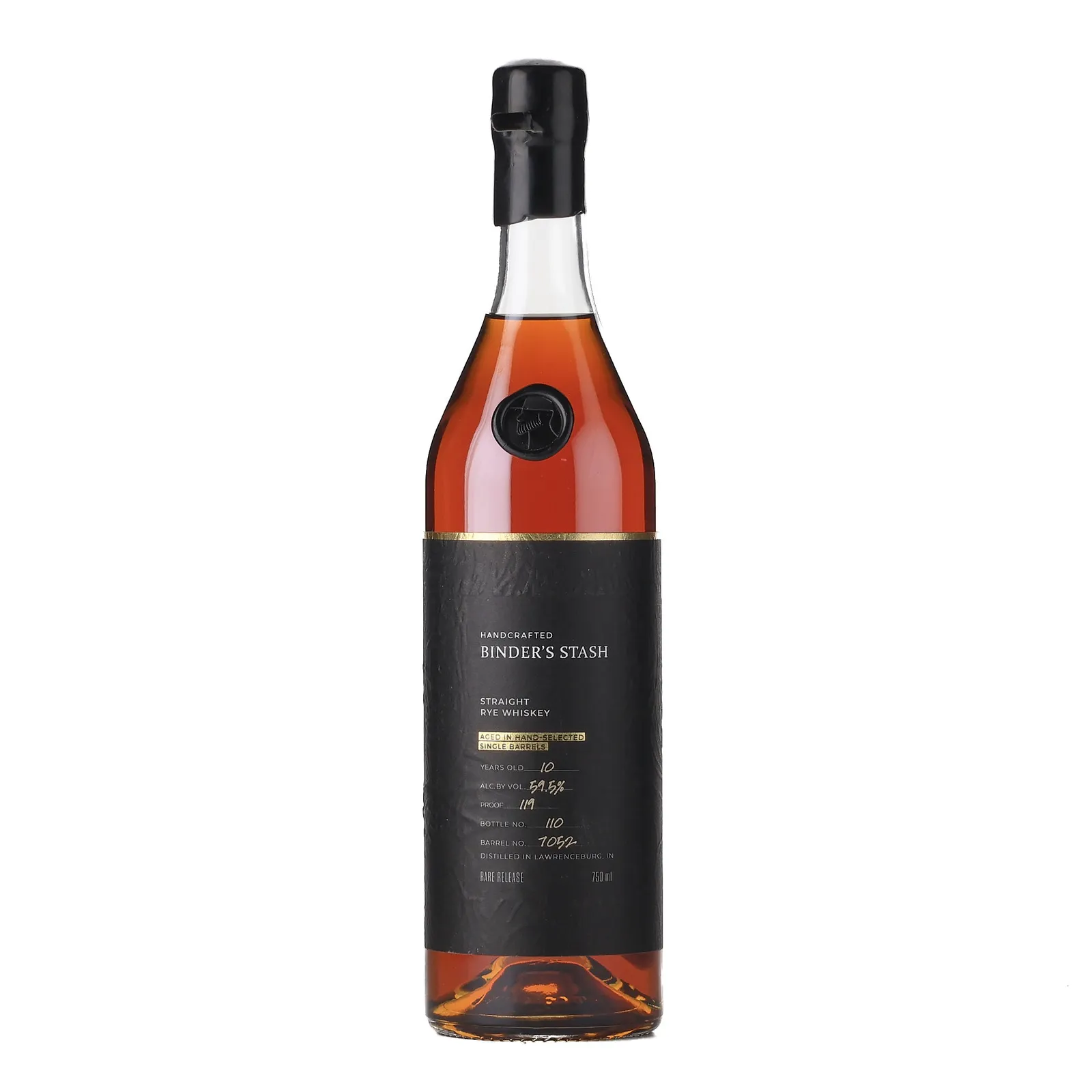 Binder's Stash Straight Rye 'Not a Rye Guy' Private Barrel Selection 10 Year Old, Cask #1052, Whiskey Thief Distilling Co., 59.5% whisky bottle