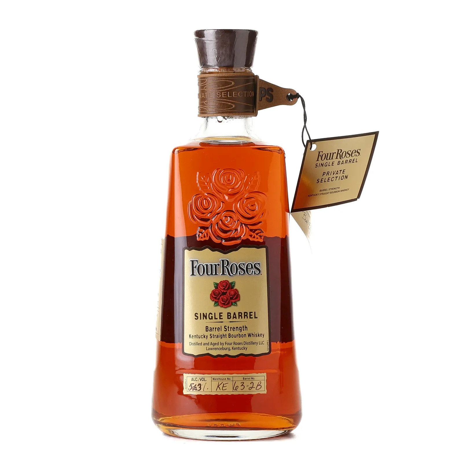 Four Roses Barrel Strength OBSK 9 Year Old, New Charred Oak Cask, Cask #KE 63-2B, 2021, 56.3% whisky bottle