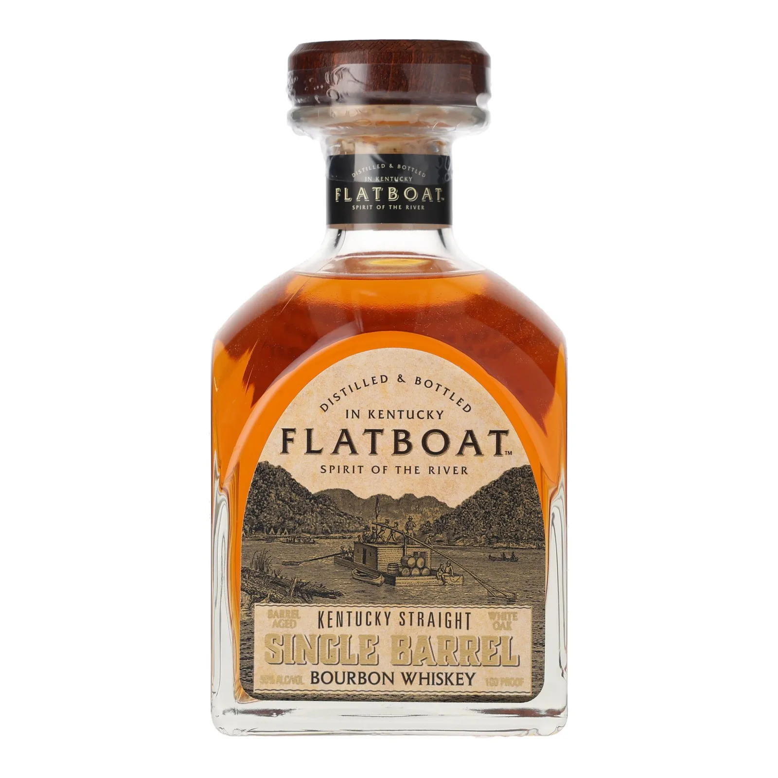 Flatboat Single Barrel Bourbon, New Charred American Oak Cask, 50% whisky bottle