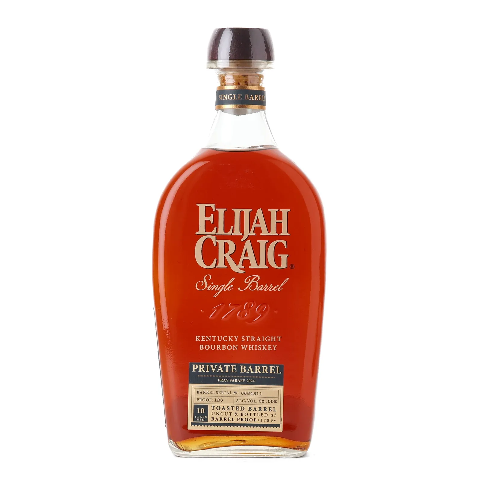Elijah Craig Toasted Barrel 10 Year Old, Toasted Barrel Cask, Cask #6684811, 63% whisky bottle