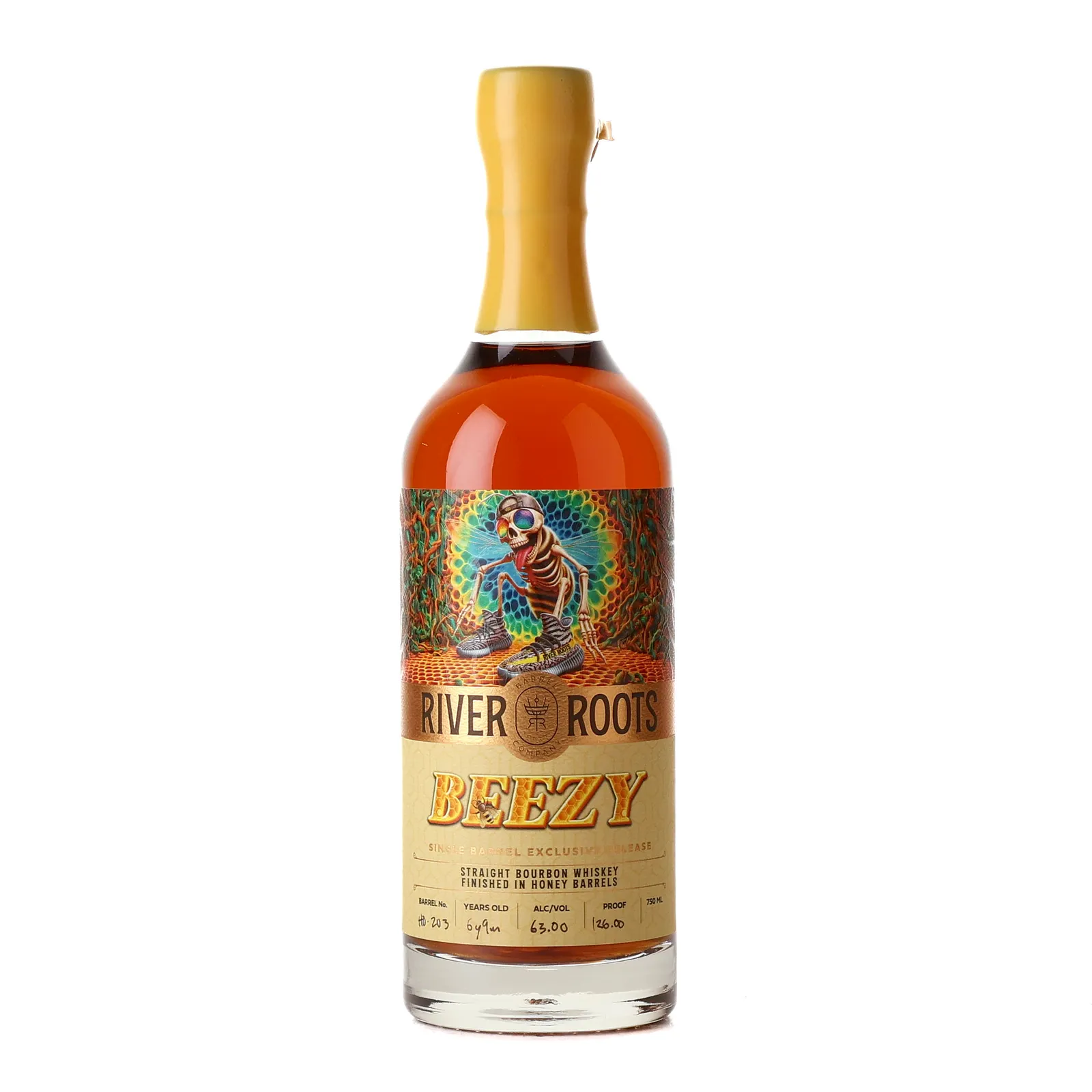 River Roots Beezy 6 Year Old, Honey Cask, Cask #HO-203, River Roots Barrel Company, 63% whisky bottle