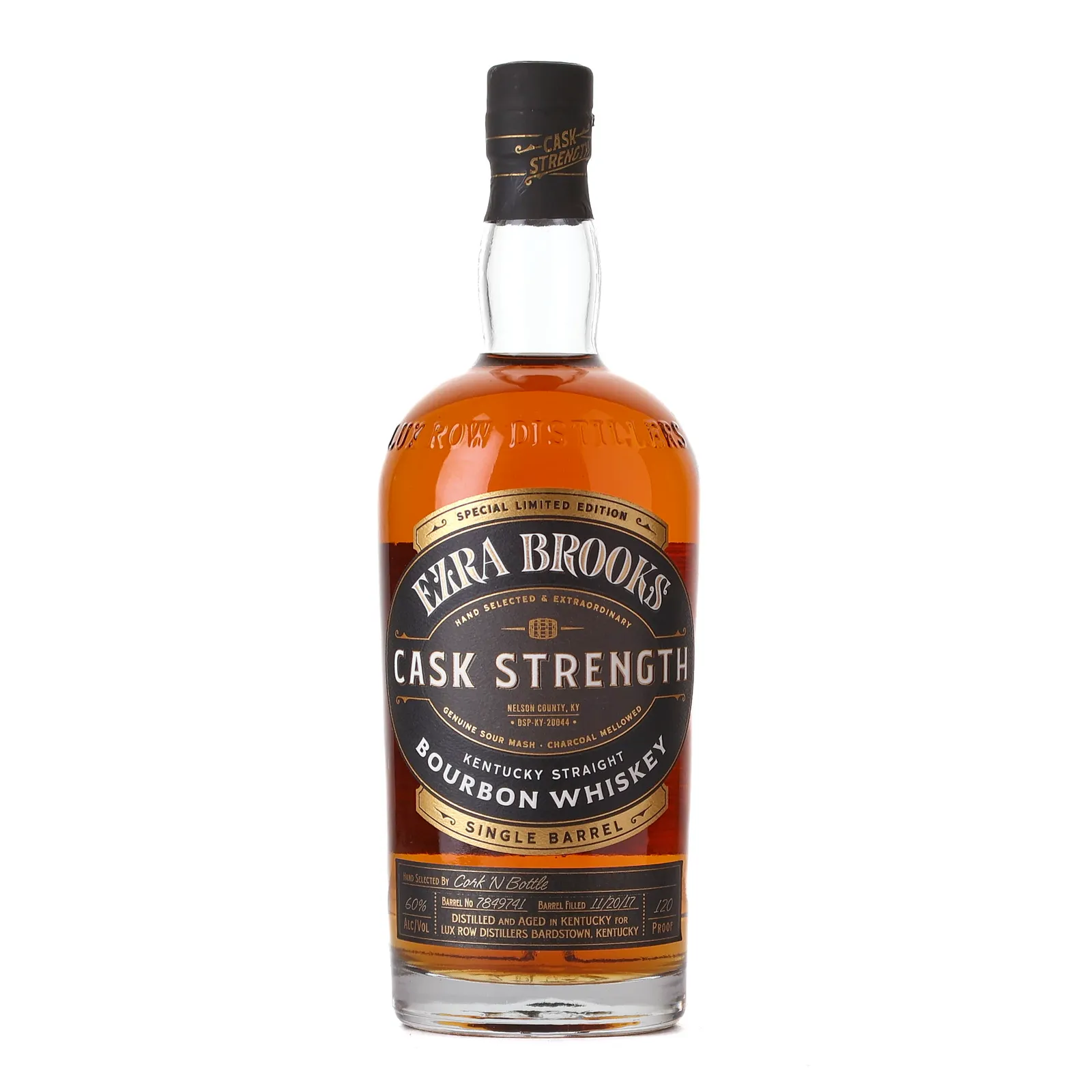 Ezra Brooks Cask Strength Bourbon 'Cork N Bottle' Private Barrel Selection, New Charred Oak Cask, Cask #7849741, 60% whisky bottle