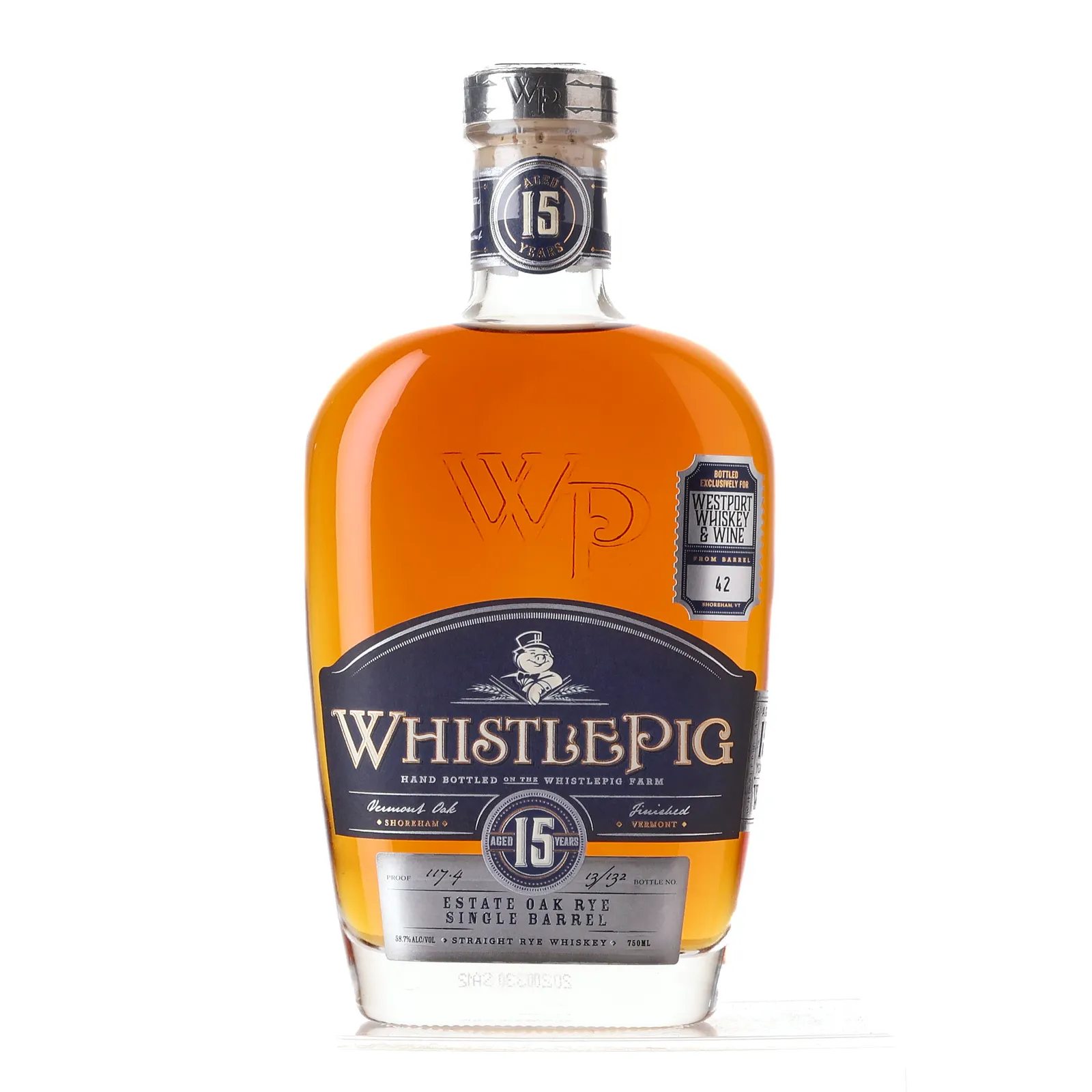 WhistlePig Estate Oak Rye Single Barrel 15 Year Old, Vermont Oak Cask, Cask #42, 2020, 58.7% whisky bottle