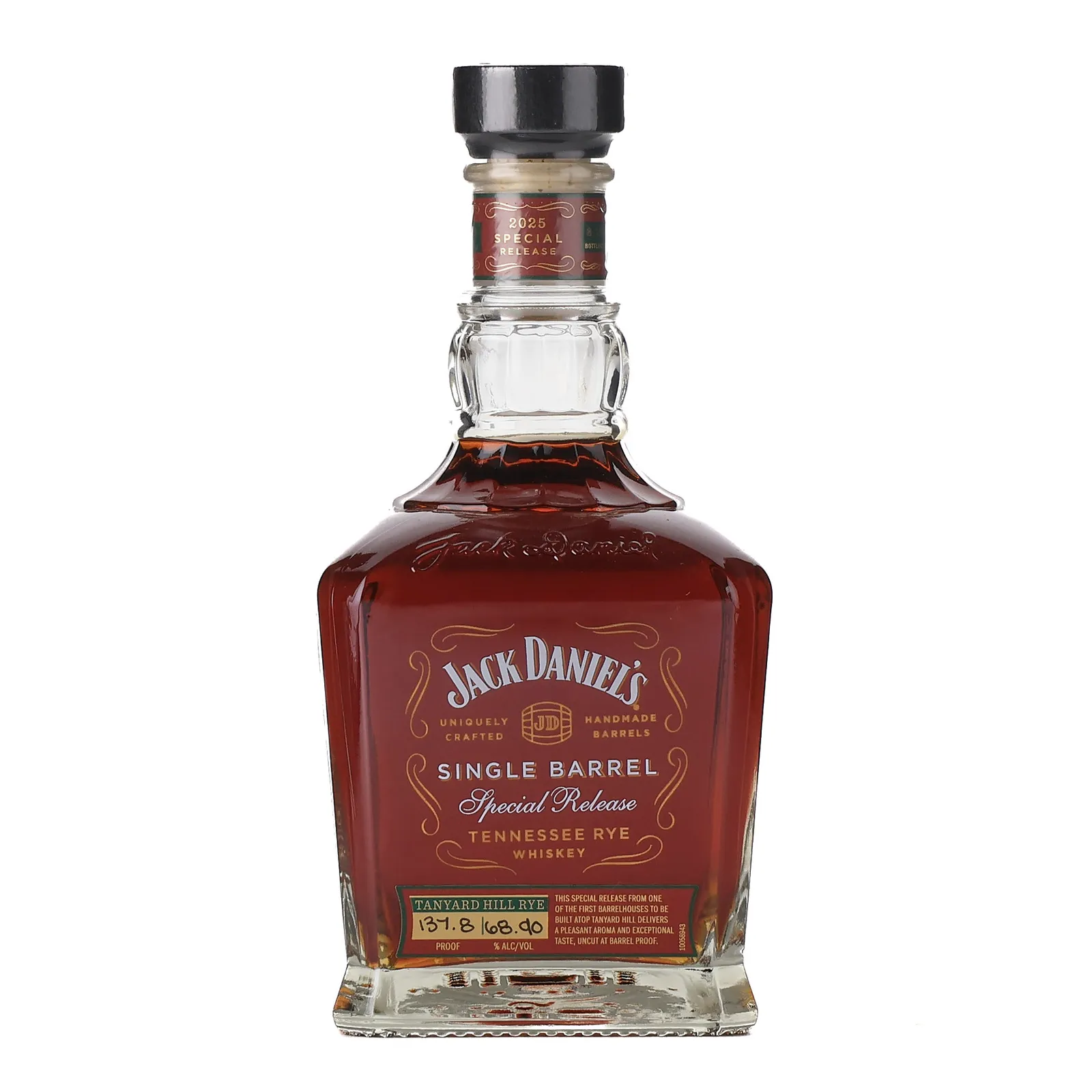 Jack Daniel's Single Barrel Special Release Tanyard Hill Rye 10 Year Old, 2025, 68.9% whisky bottle
