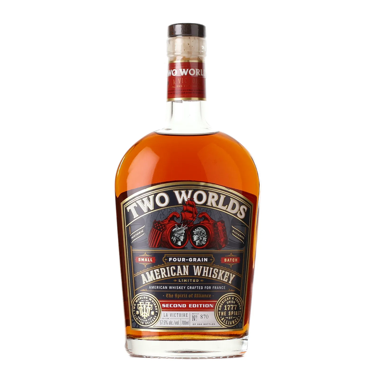 Two Worlds La Victoire 2nd Edition Four-Grain 5 Year Old, New American Oak Cask, Batch No. 002, 57.5% whisky bottle