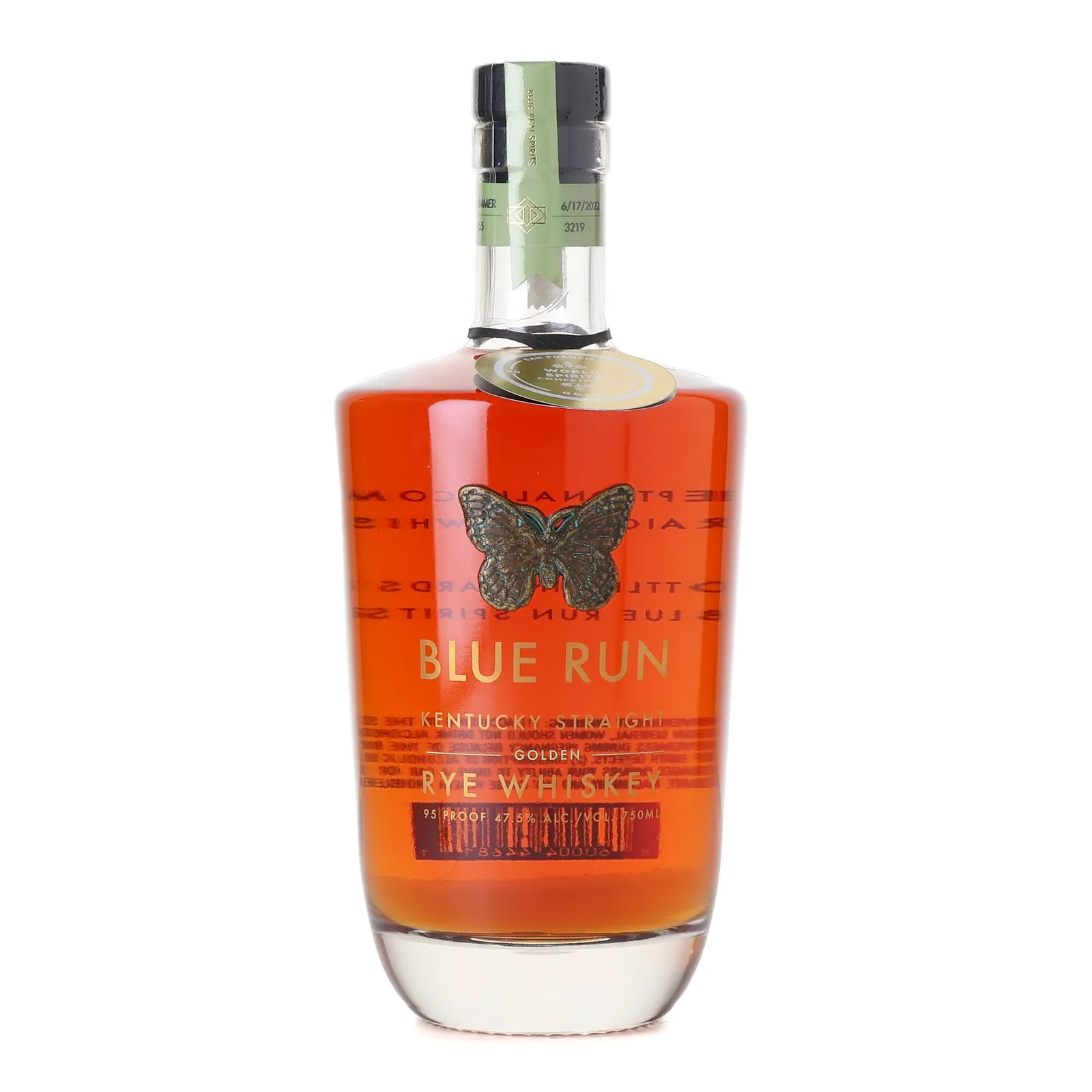 Blue Run Golden Rye Whiskey, Summer Batch, 2022, 47.5% whisky bottle