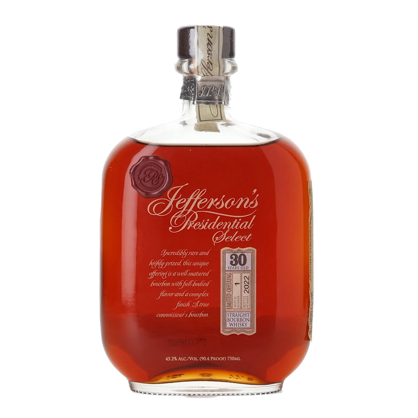 Jefferson's Presidential Select 30 Year Old, Batch No. 1, 2013, 45.2% whisky bottle