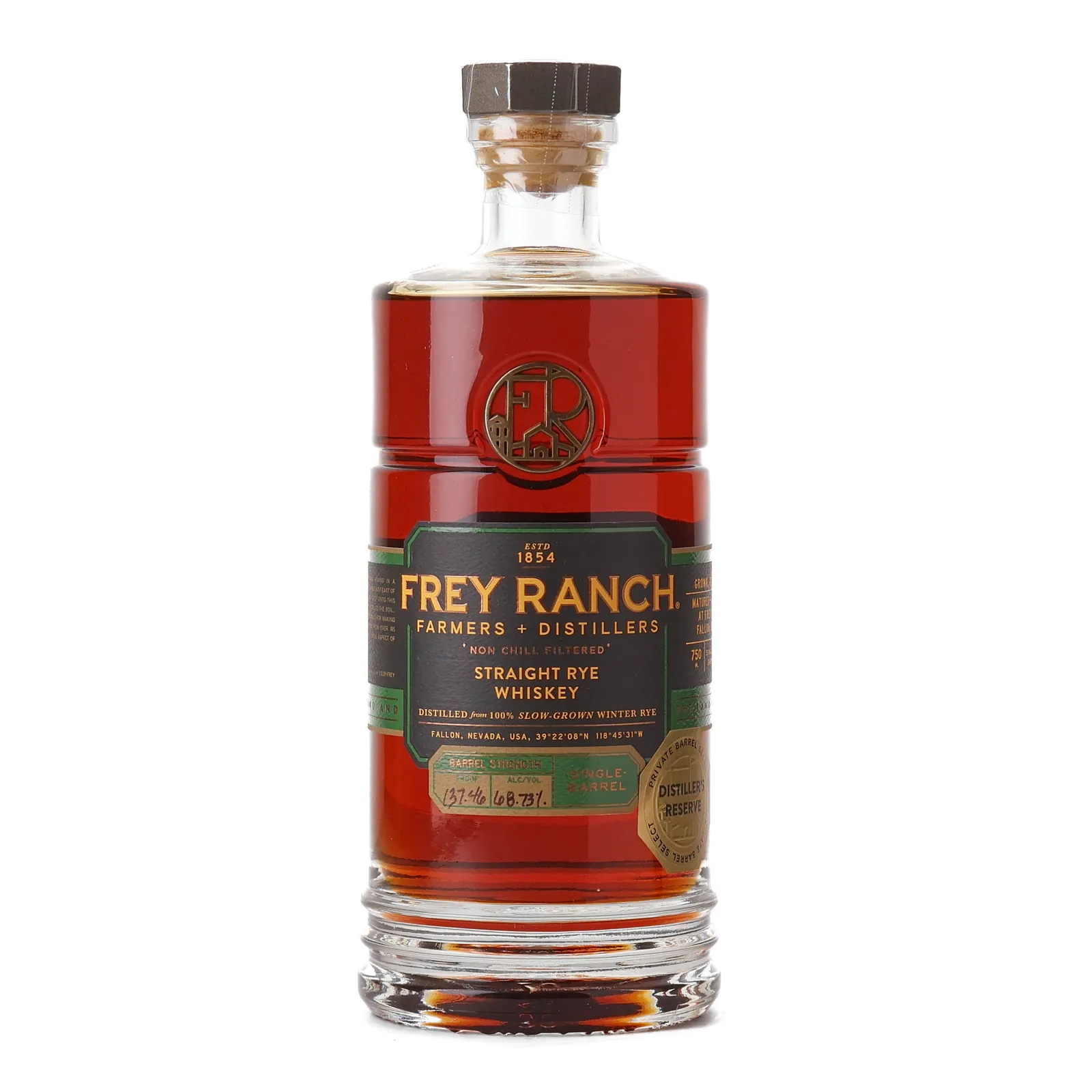 Frey Ranch Farmers + Distillers Rye Distiller's Reserve Private Barrel Selection, Cask #260, 68.7% whisky bottle