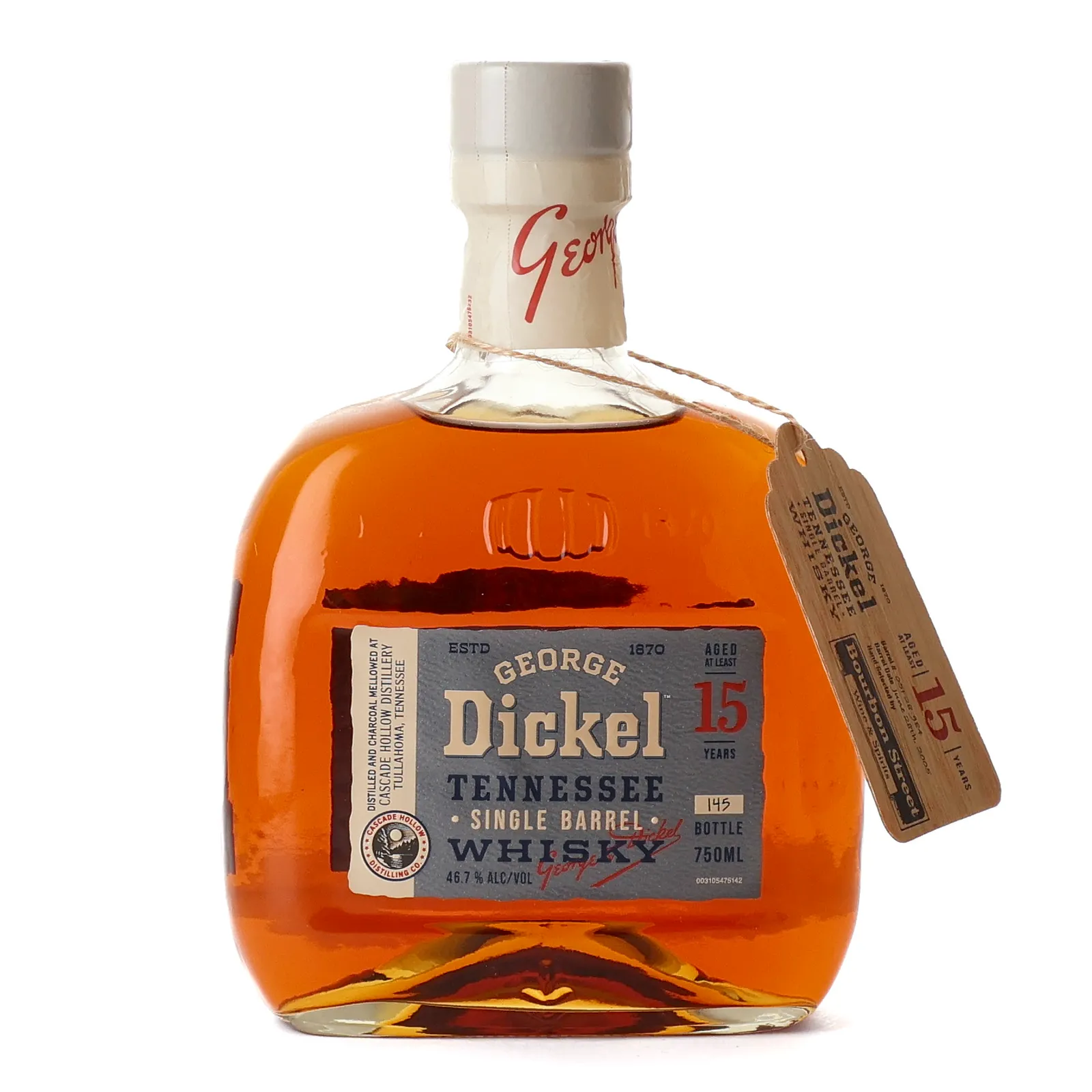 George Dickel Single Barrel Bourbon Street Wine & Spirits 15 Year Old, Cask #05F28-984, 46.7% whisky bottle
