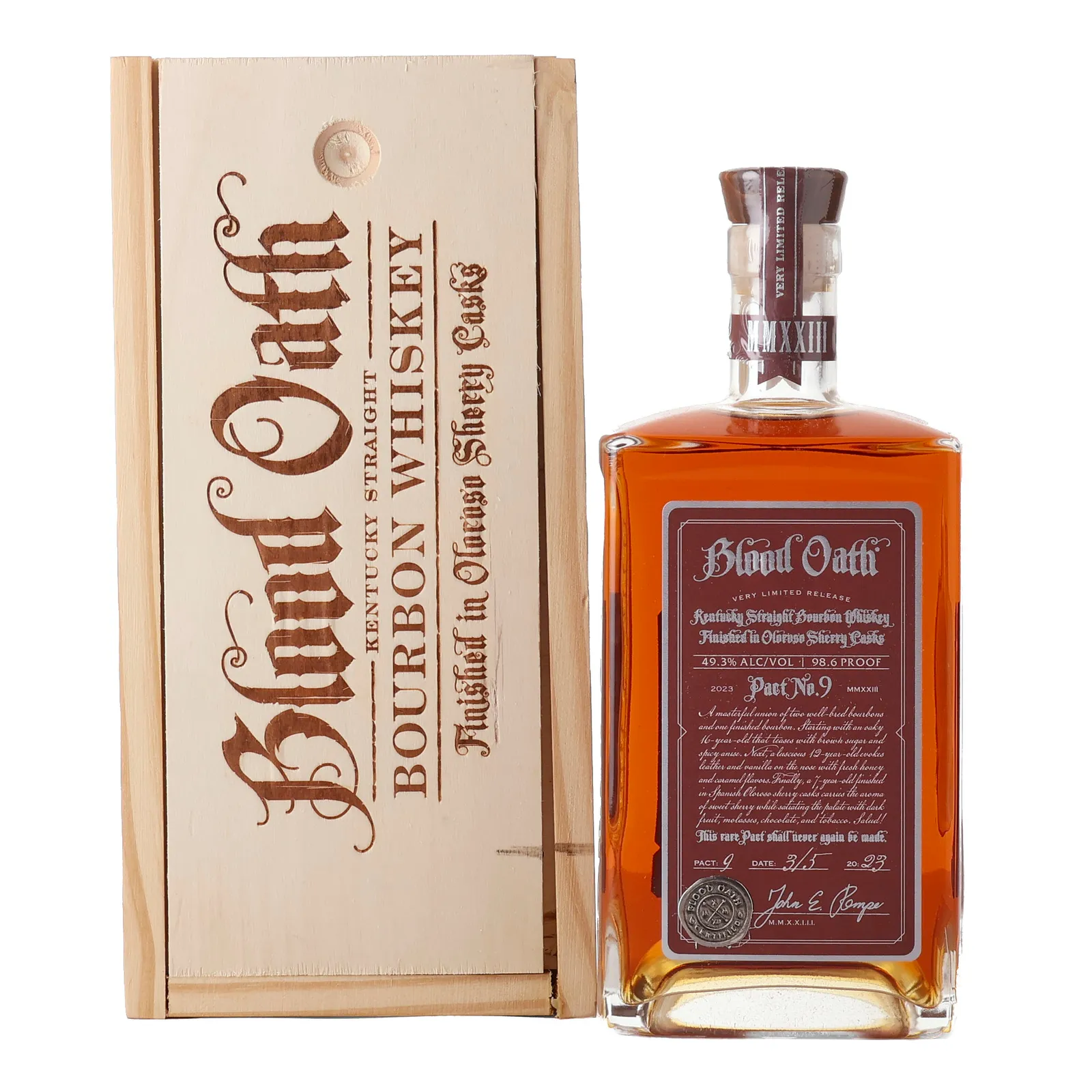 Blood Oath Pact No. 9 Bourbon, 2023, 49.3% whisky bottle