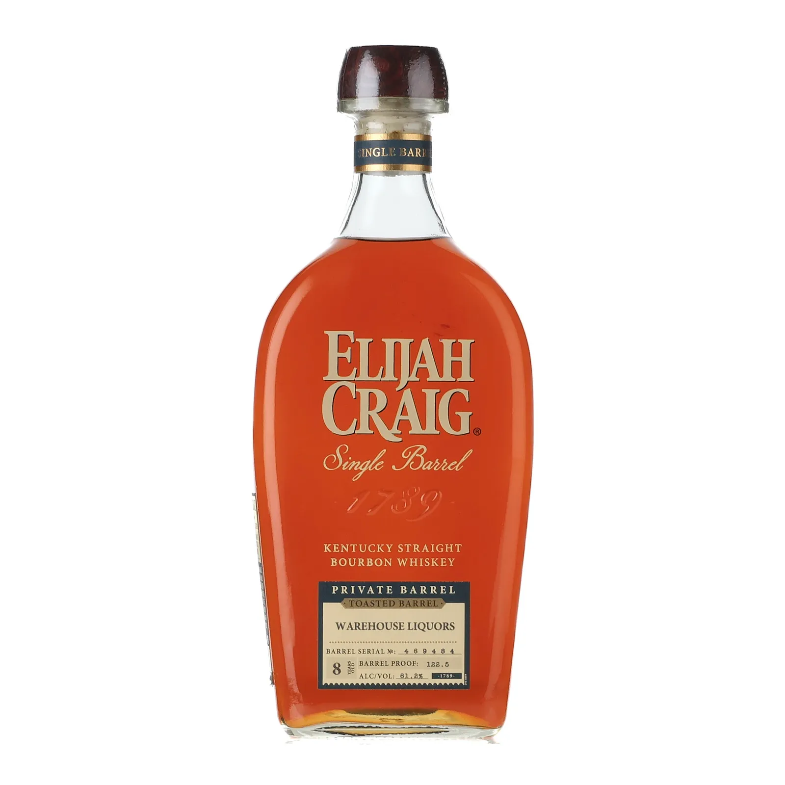 Elijah Craig Toasted Barrel 8 Year Old, Toasted Barrel Cask, Cask #469484, 61.2% whisky bottle