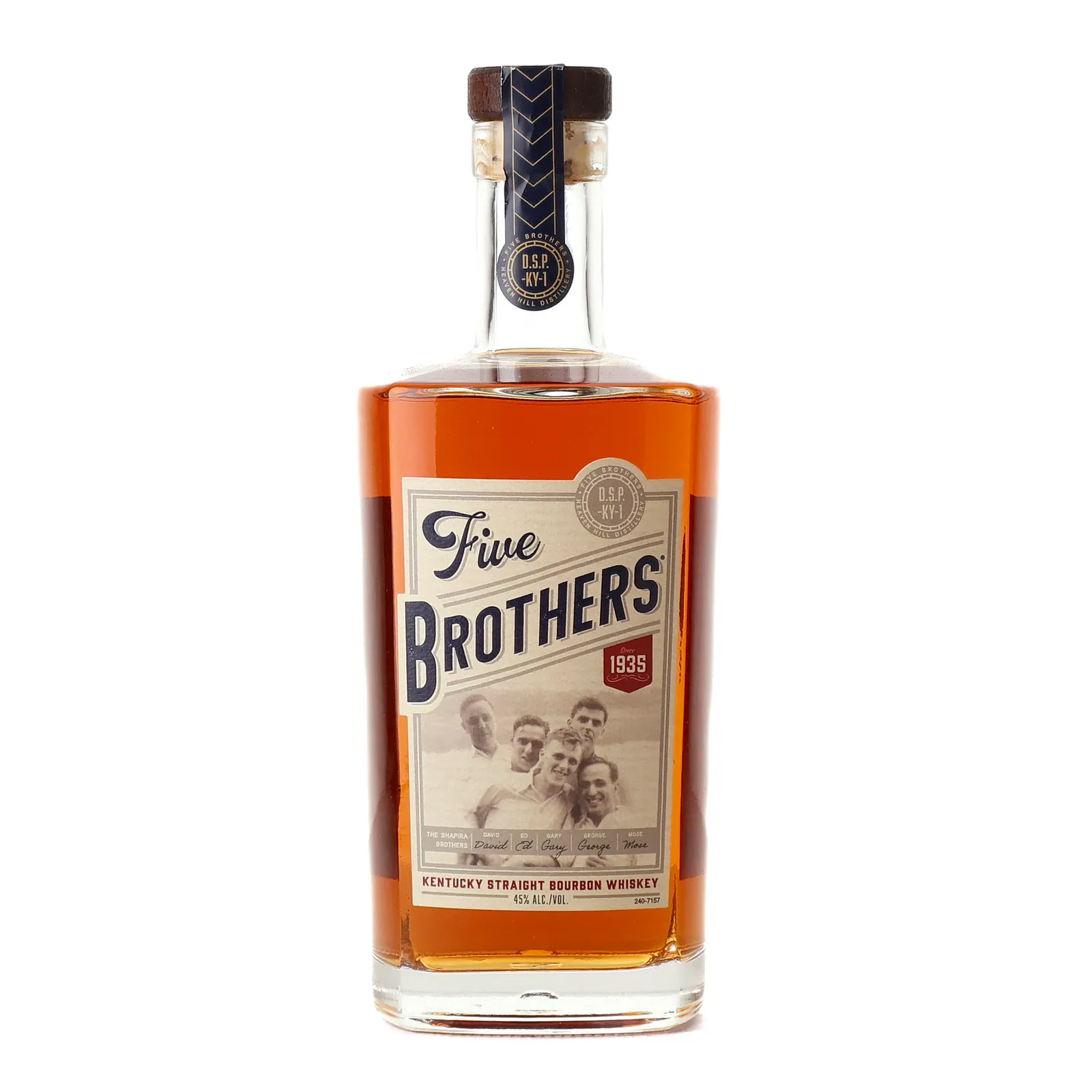Heaven Hill Five Brothers Bourbon, New Charred Oak Cask, 45% whisky bottle