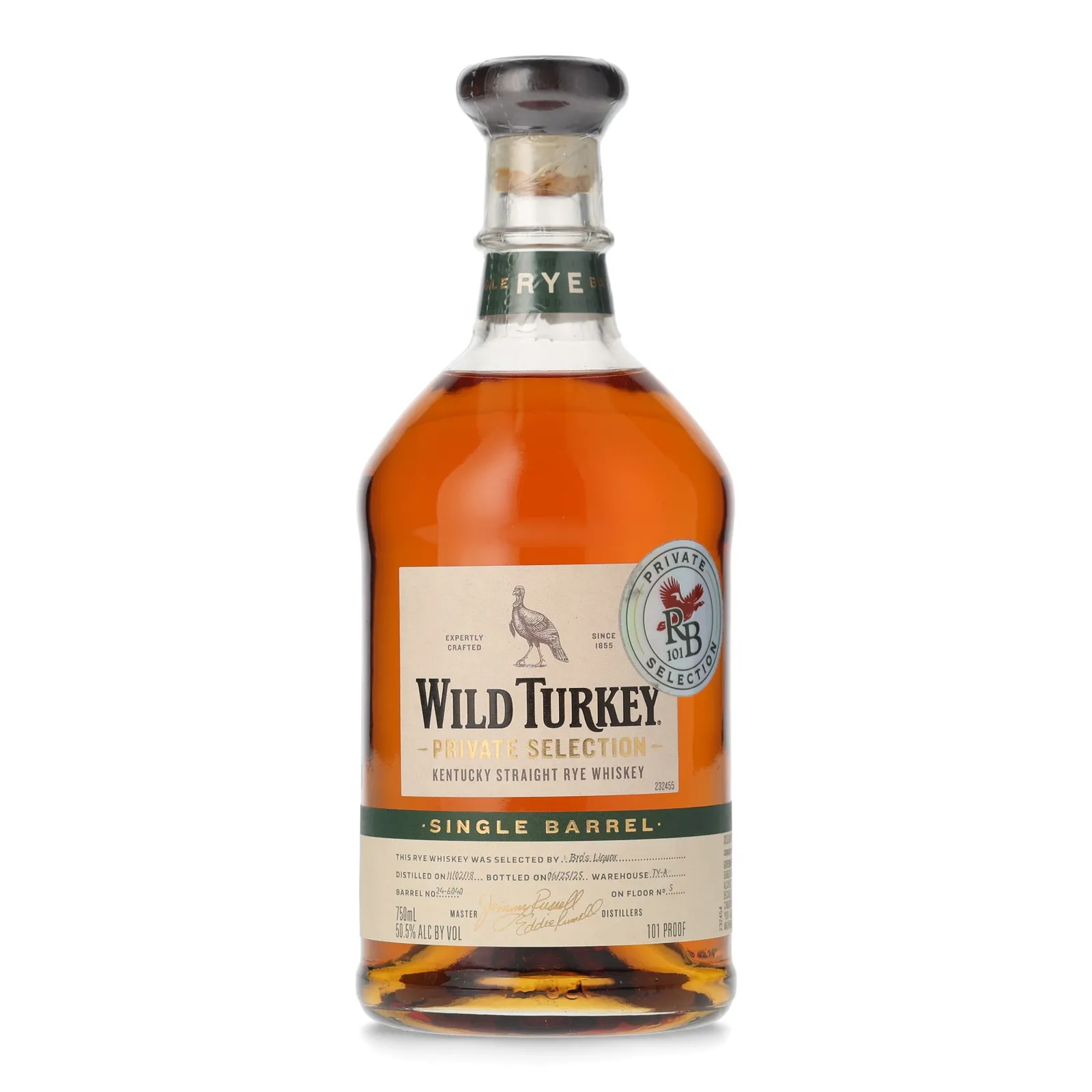 Wild Turkey Private Selection Single Barrel Rye 6 Year Old, Cask #24-6040, 2025, 50.5% whisky bottle