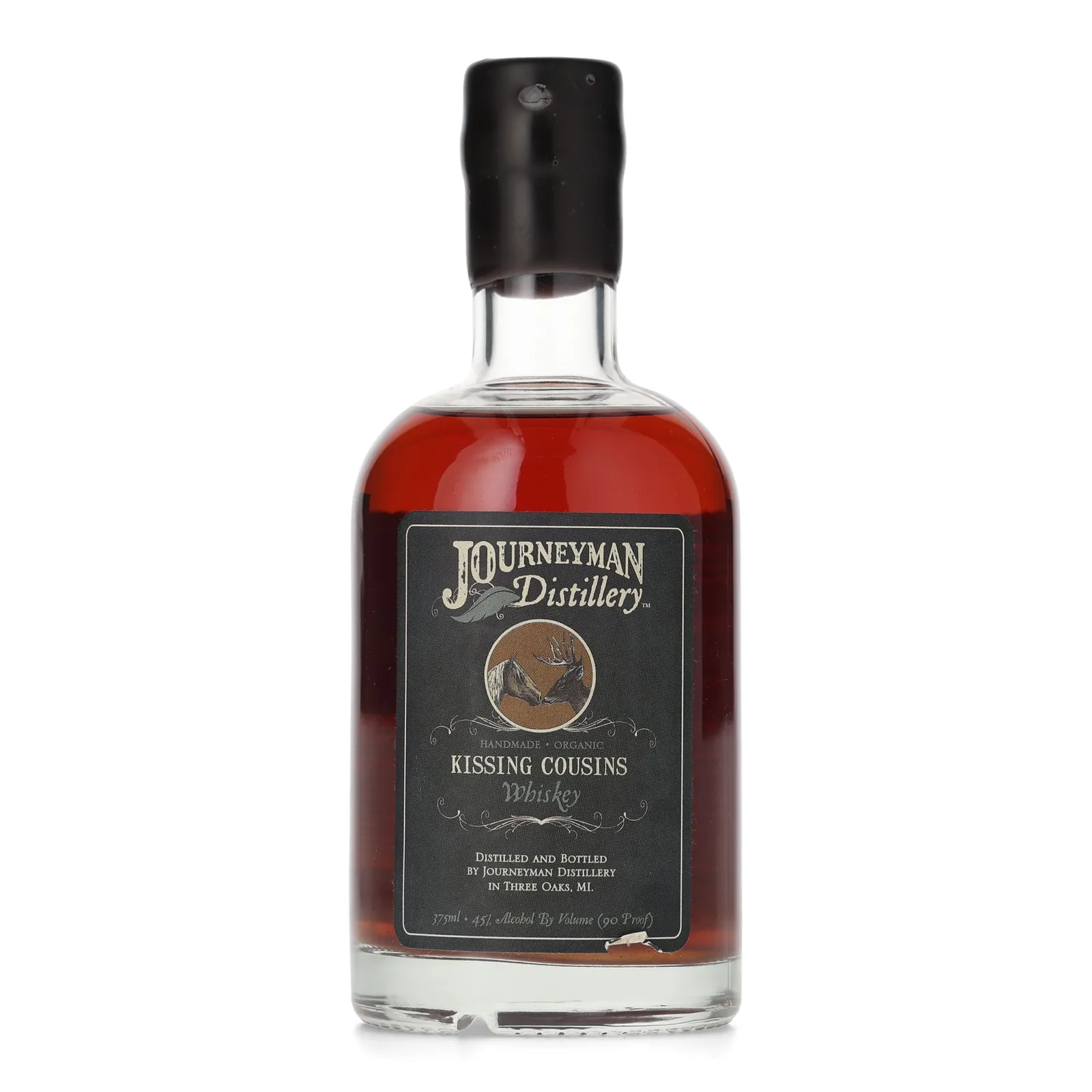 Journeyman Distillery Kissing Cousins Whiskey, New American Oak & Wine Cask, Batch No. 1, 45% whisky bottle