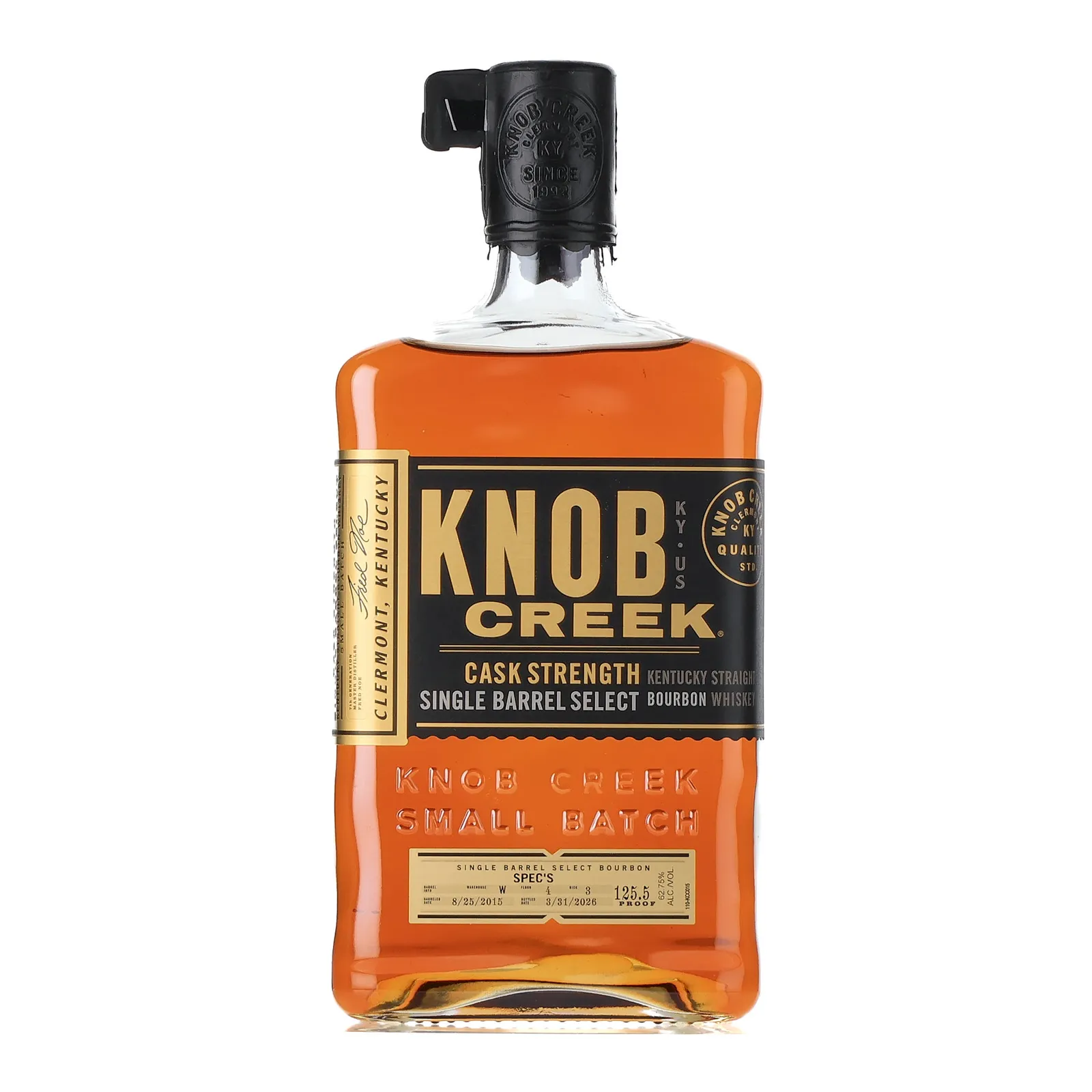 Knob Creek Cask Strength Single Barrel Select Bourbon, New Charred Oak Cask, 2015, 2026, 62.8% whisky bottle