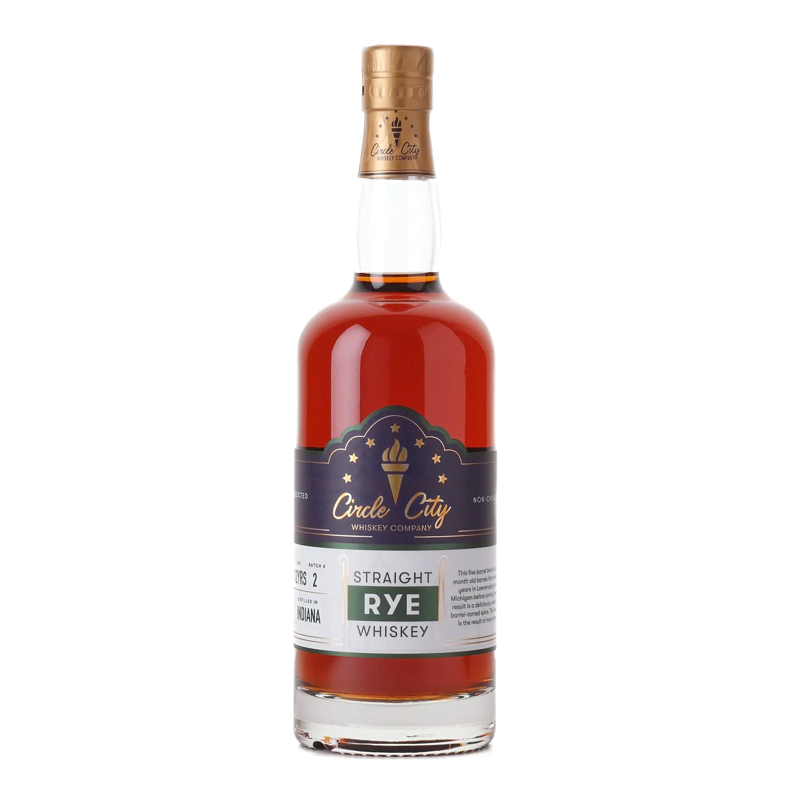 MGP Straight Rye Whiskey 12 Year Old, Batch No. 2, 2013, Circle City, 62.8% whisky bottle