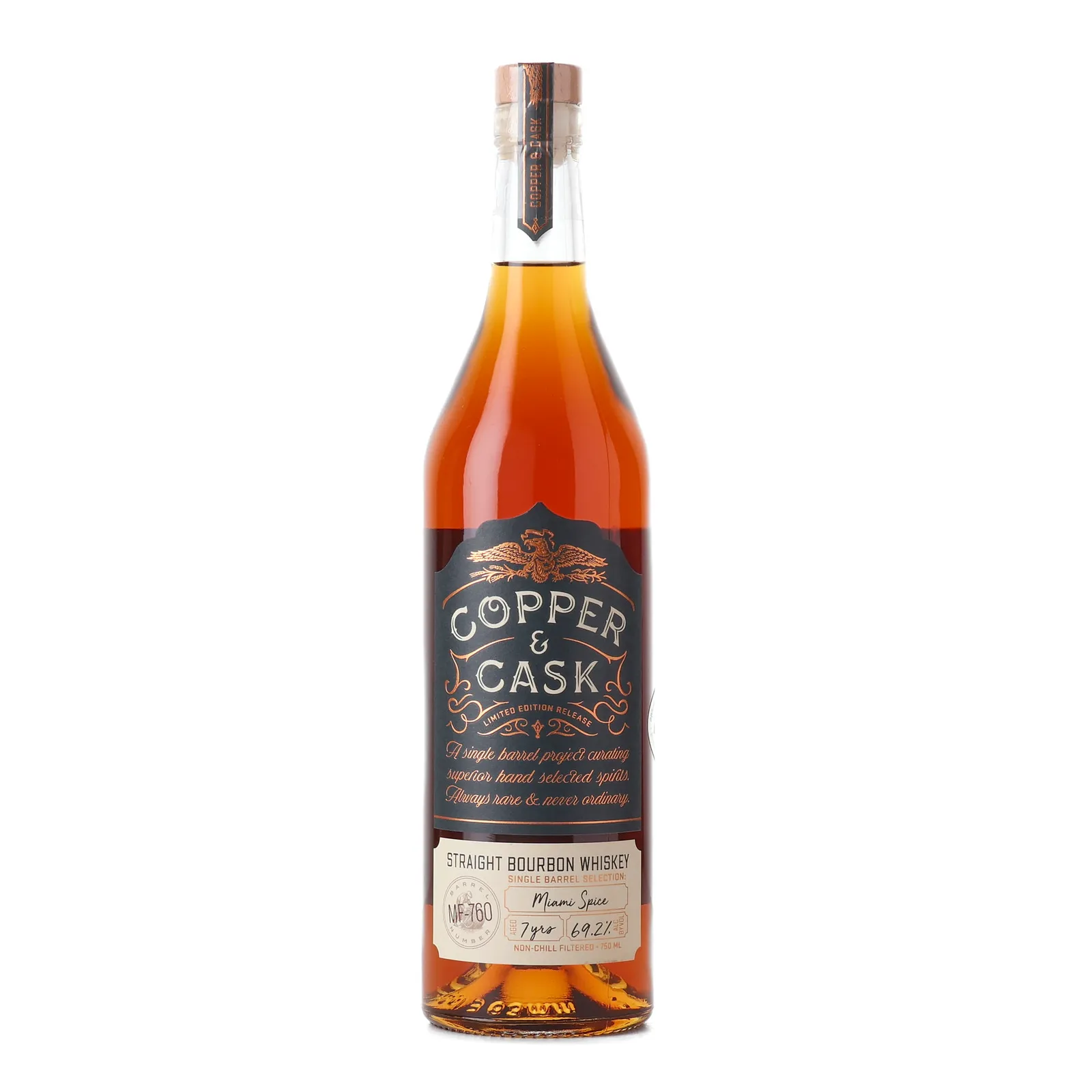 Copper & Cask Miami Spice 7 Year Old, Cask #MF-760, 2017, Copper & Cask, 69.2% whisky bottle