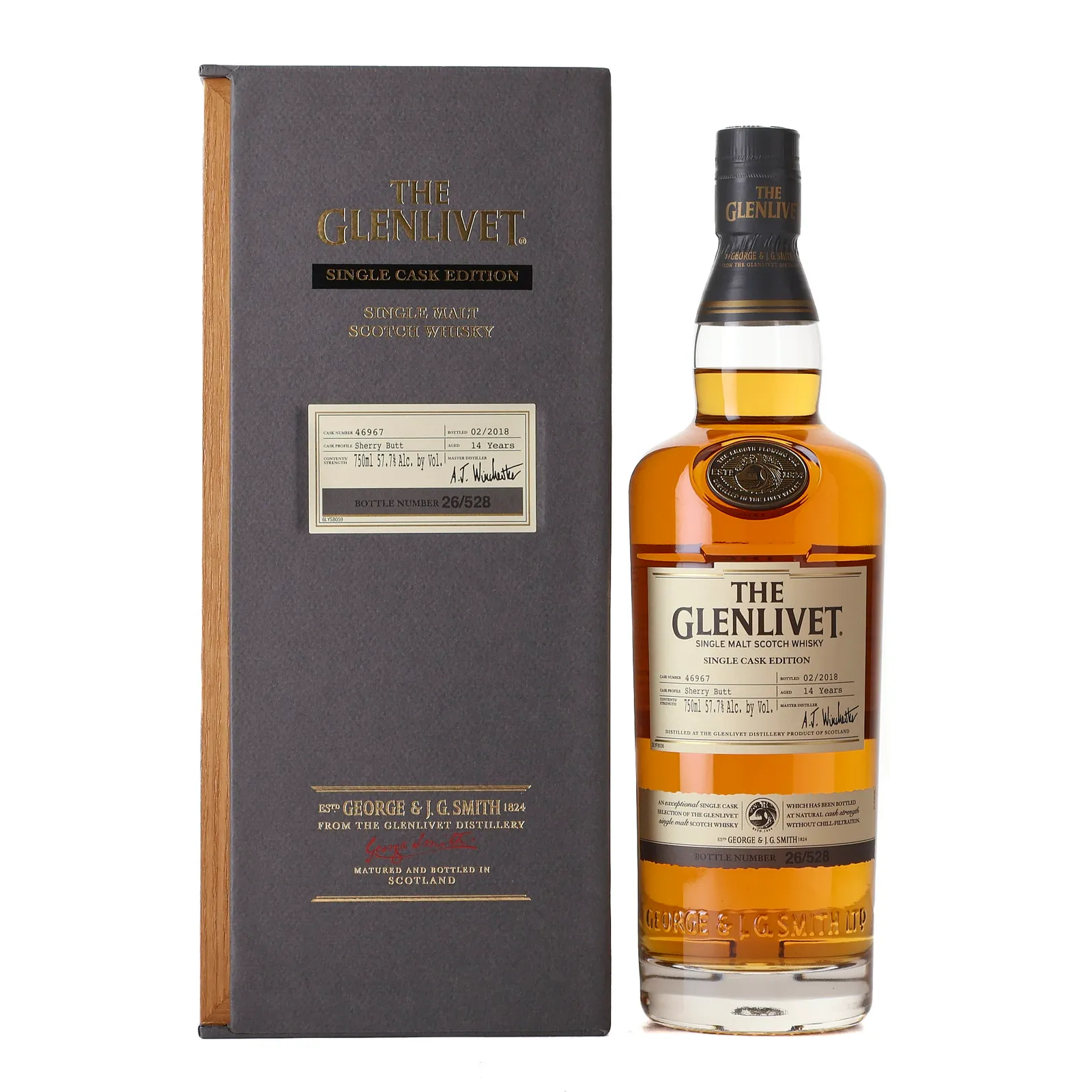 Glenlivet Single Cask Edition 14 Year Old, Sherry Cask, Cask #46967, 2018, 57.7% whisky bottle