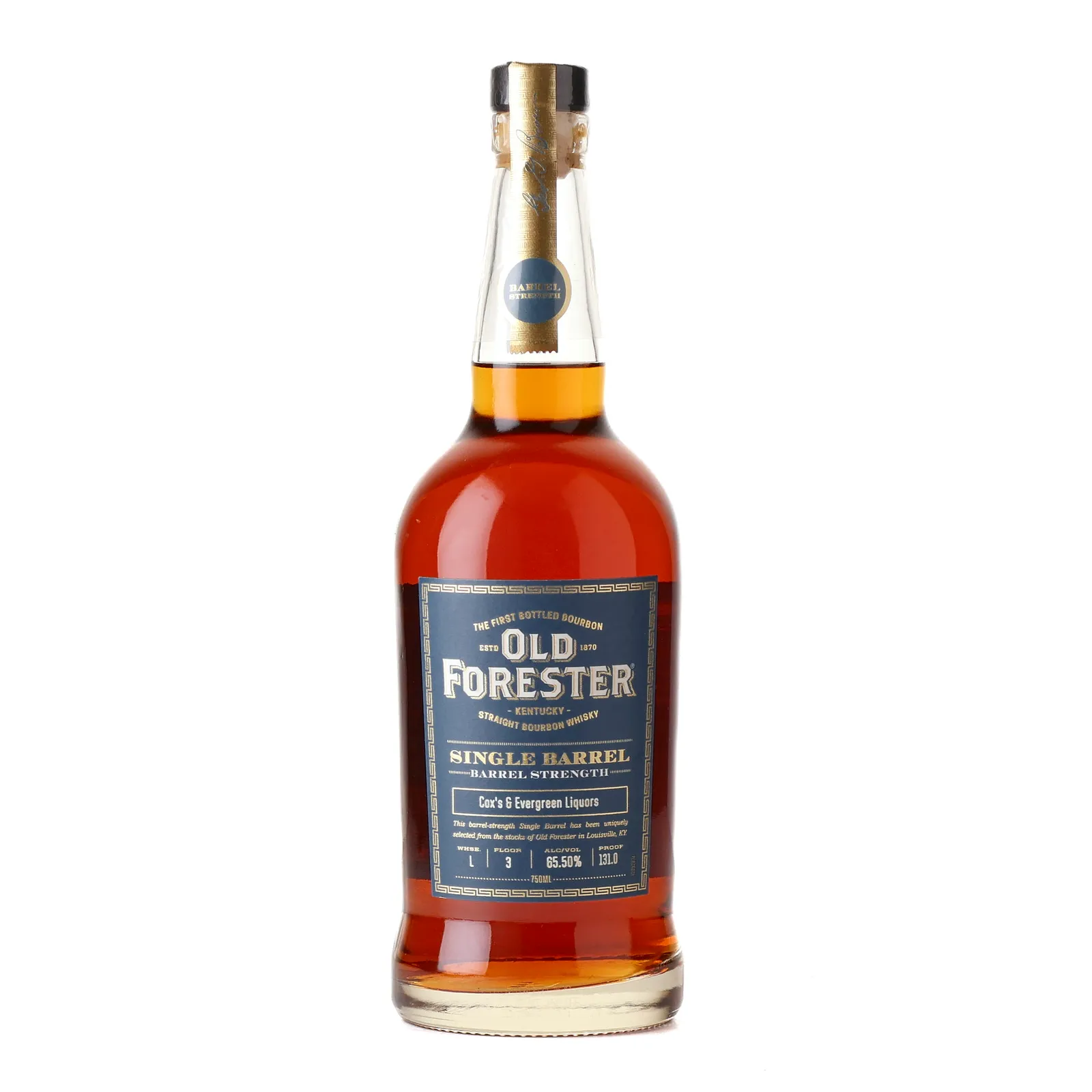 Old Forester Single Barrel Barrel Strength, 65.5% whisky bottle