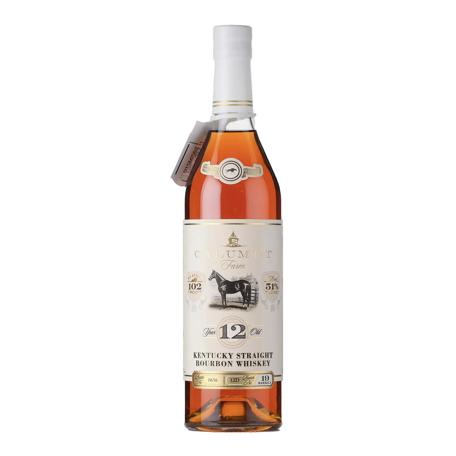 Calumet Farm Single Rack Black 12 Year Old, New Charred Oak Cask, Batch No. 12D, 51% whisky bottle