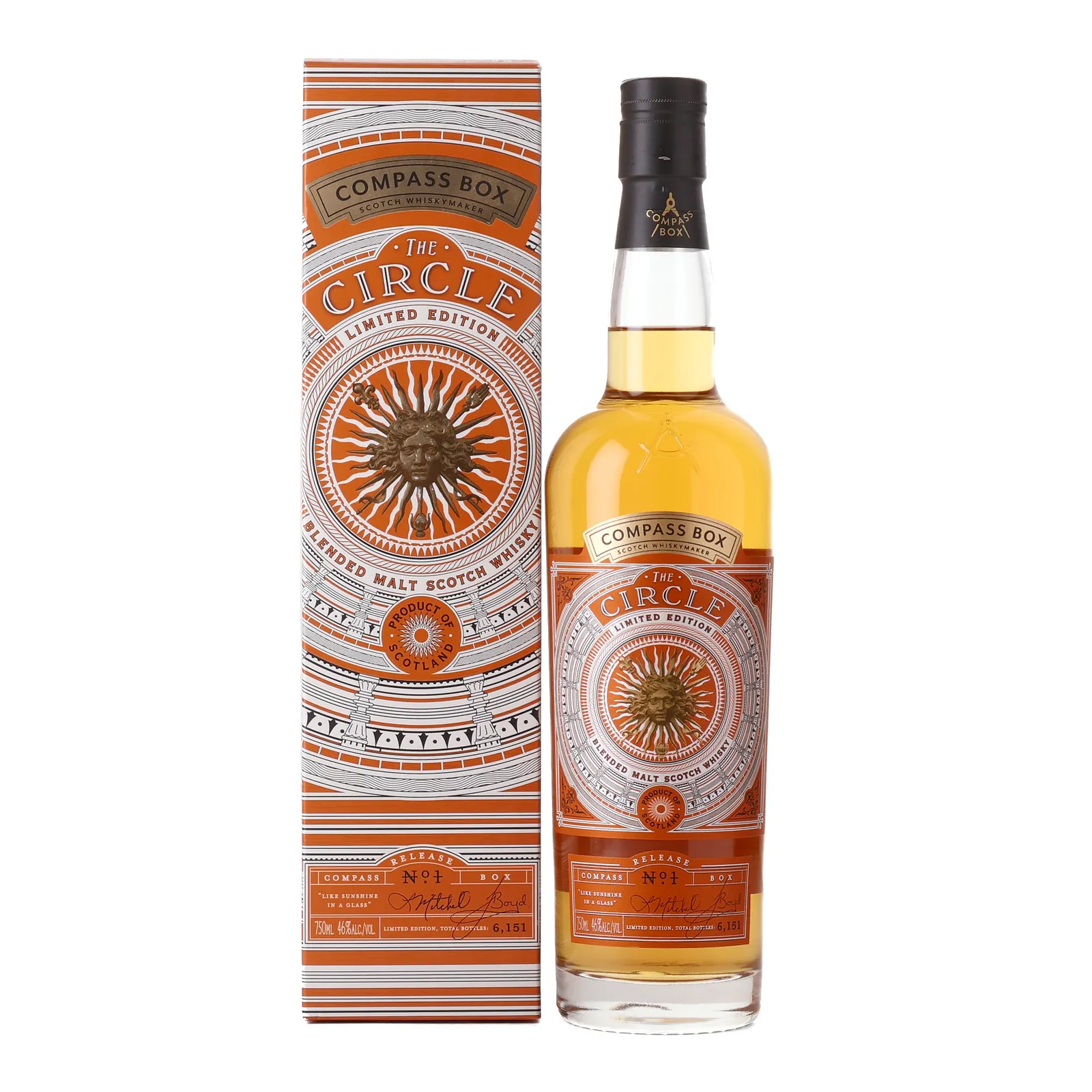 Compass Box The Circle, Bourbon & French Oak Cask, Release No. 1, 2019, 46% whisky bottle