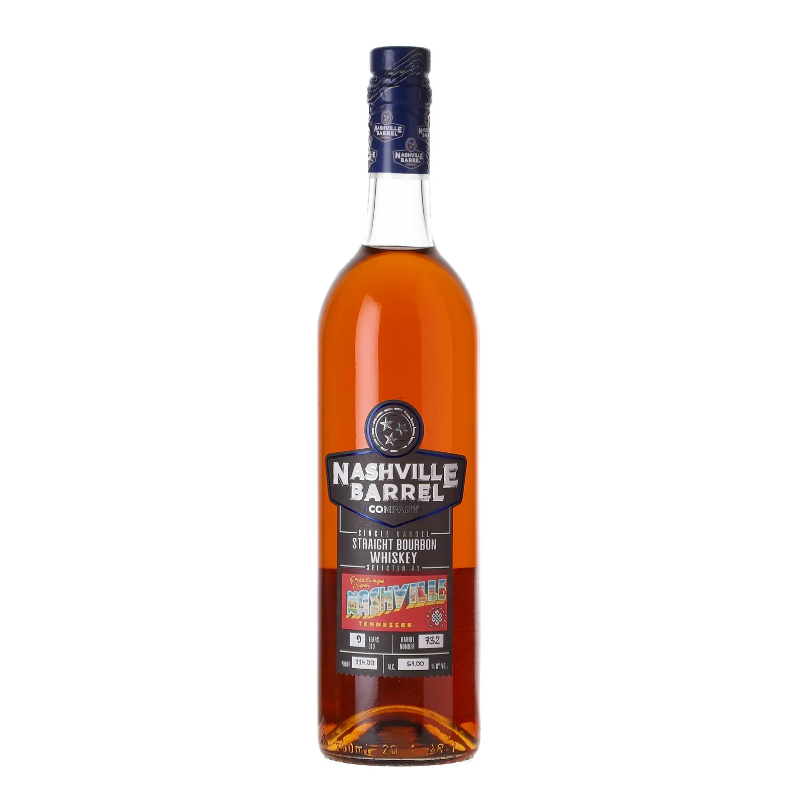 Nashville Barrel Company Greetings from Nashville Private Barrel Selection 9 Year Old, Cask #732, 57% whisky bottle