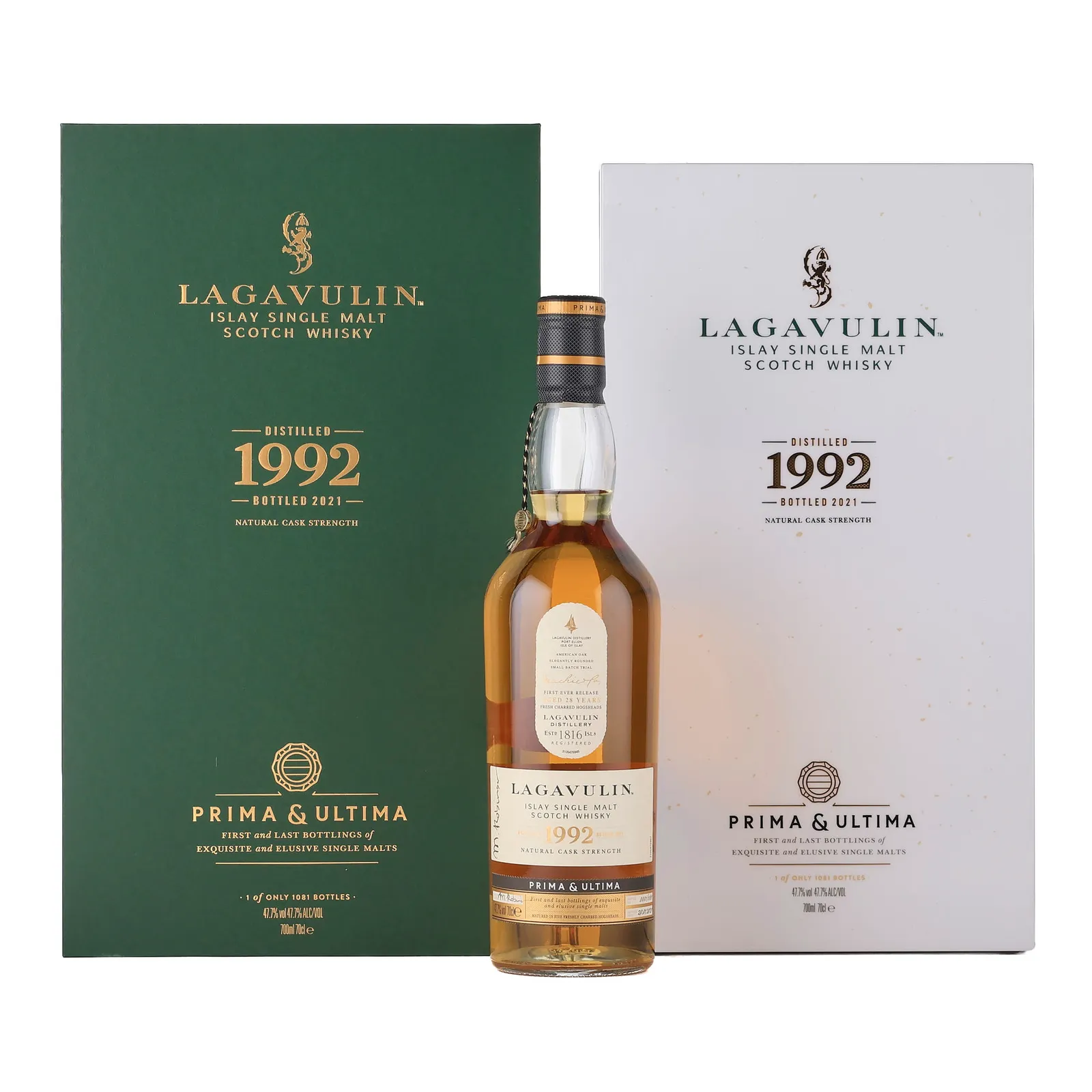 Lagavulin Prima & Ultima Second Release 28 Year Old, American Oak Hogshead Cask, 2021, 47.7% whisky bottle