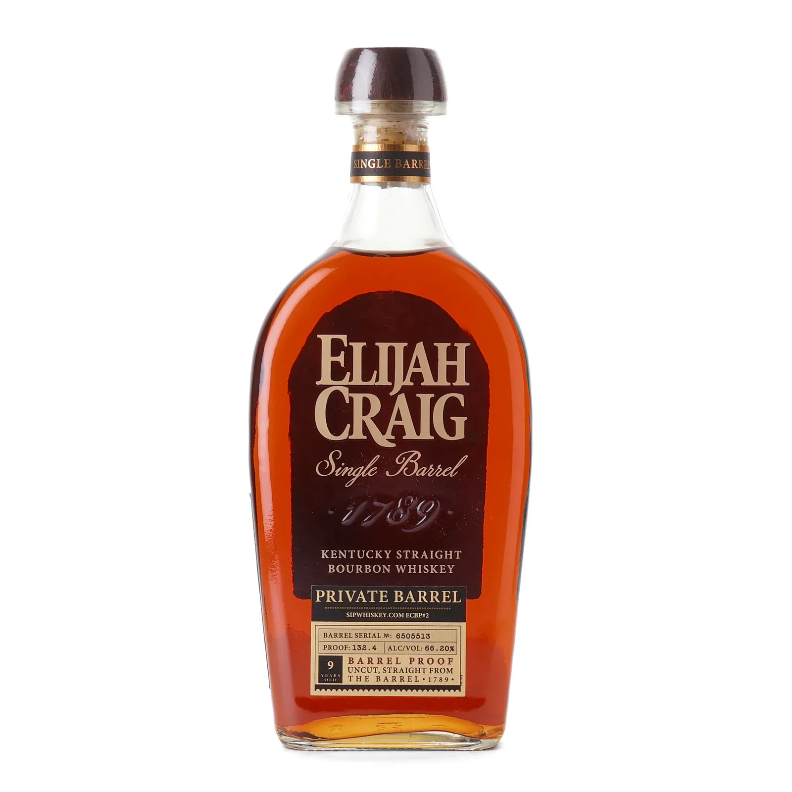 Elijah Craig Barrel Proof 9 Year Old, New Charred Oak Cask, Cask #6505513, Batch No. ECBP#2, 66.2% whisky bottle