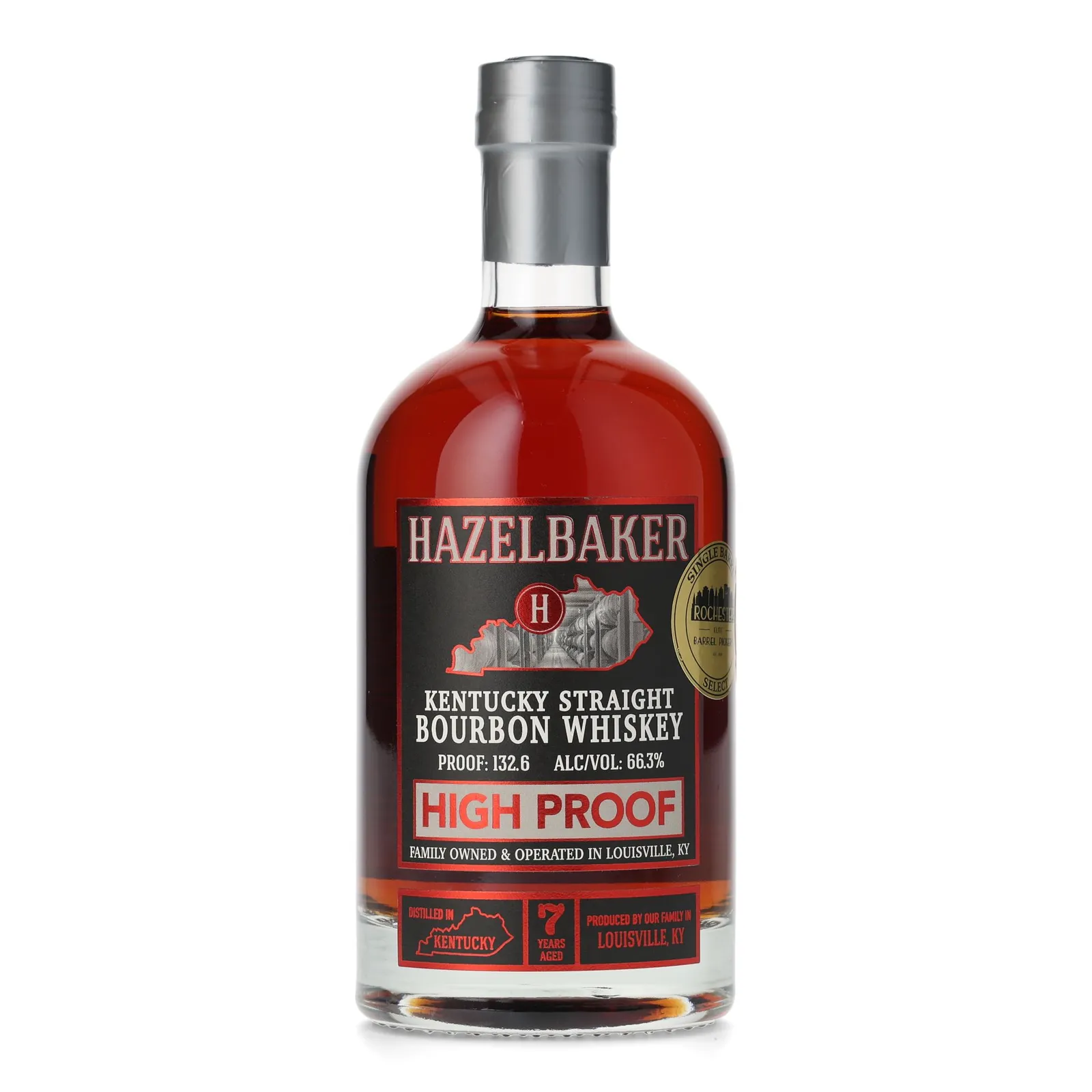 Hazelbaker High Proof 7 Year Old, Rochester Private Barrel Selection, 66.3% whisky bottle