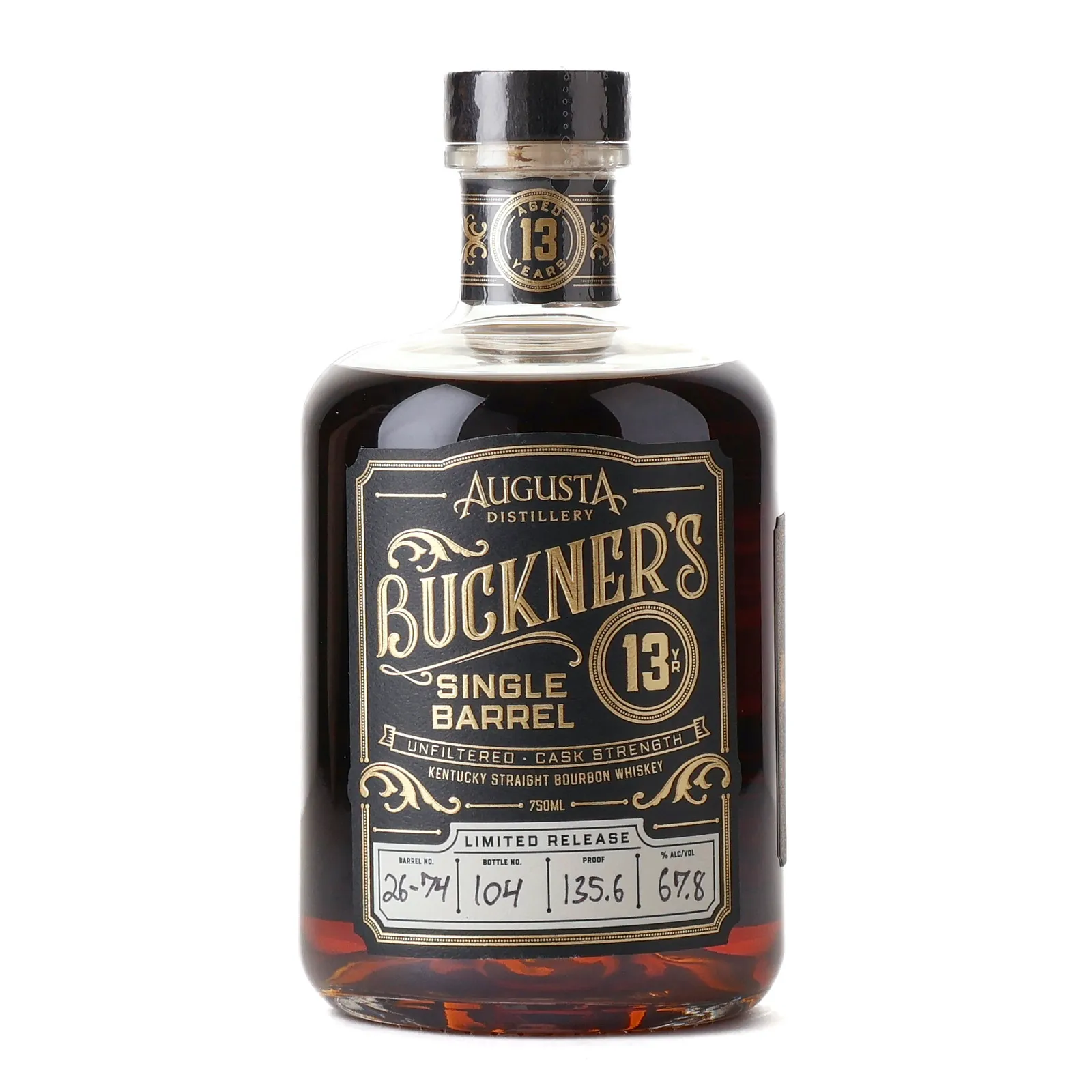 Augusta Distillery Buckner's 13 Year Old, New Charred Oak Cask, Cask #26-74, Lynx Private Barrel Selection, 67.8% whisky bottle